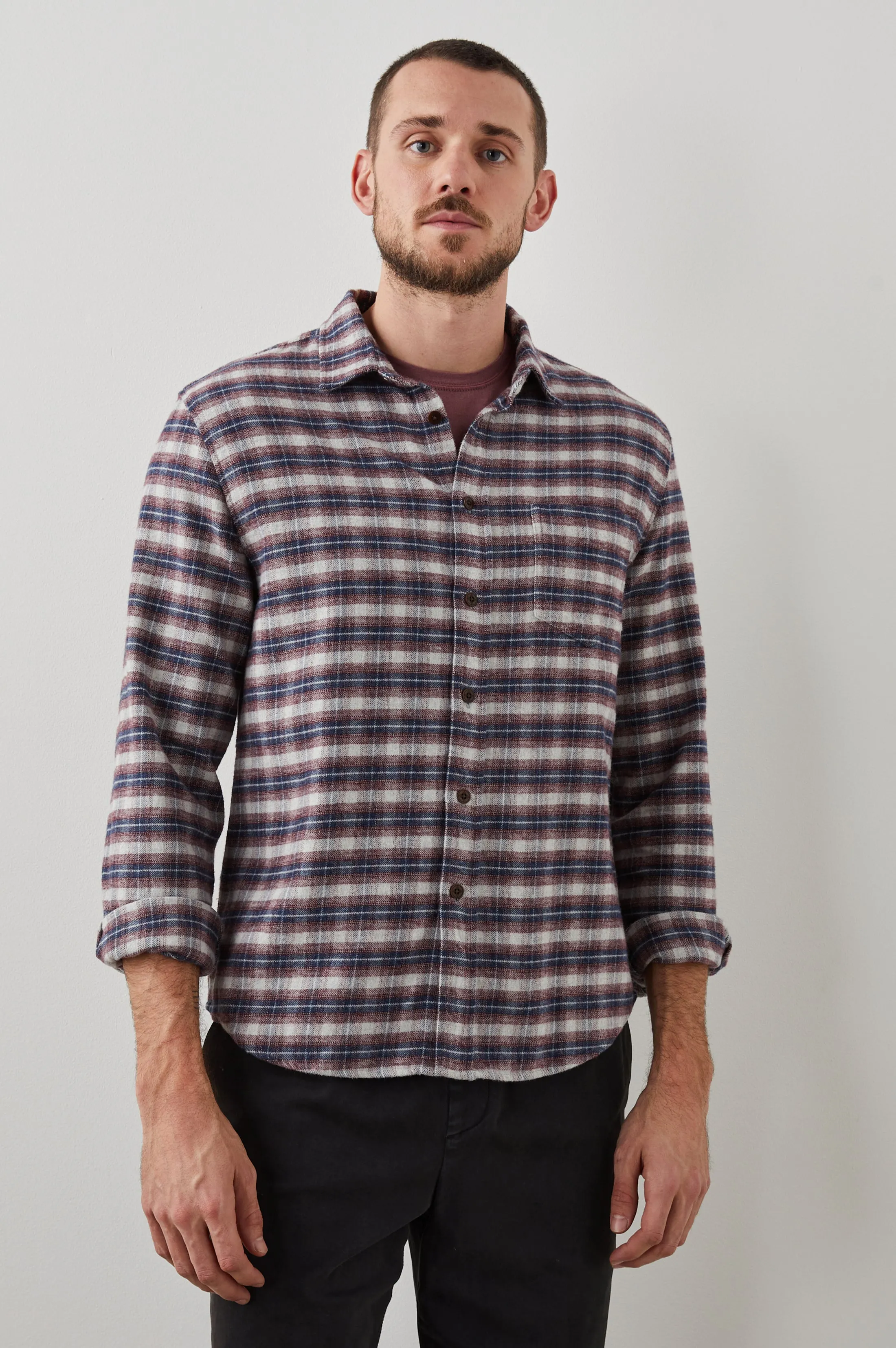 FORREST SHIRT - DUSK BERRY GREY MELANGE sold by Rails