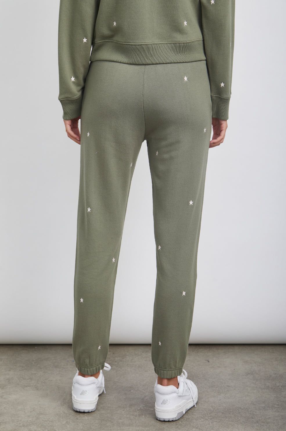 KINGSTON SWEATPANT - OLIVE EMBROIDERED IVORY STARS sold by Rails product image thumbnail 4