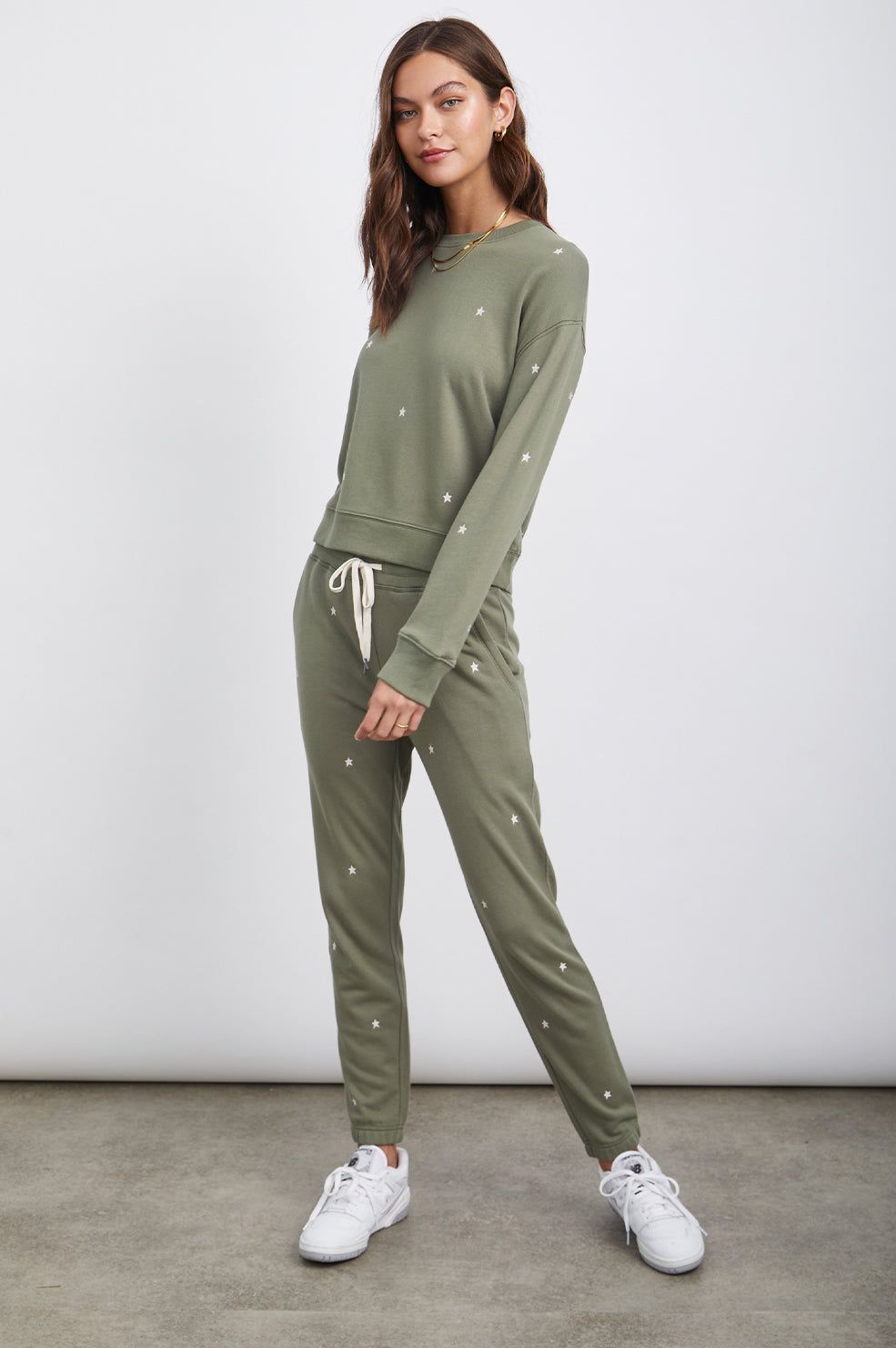 KINGSTON SWEATPANT - OLIVE EMBROIDERED IVORY STARS sold by Rails product image thumbnail 3
