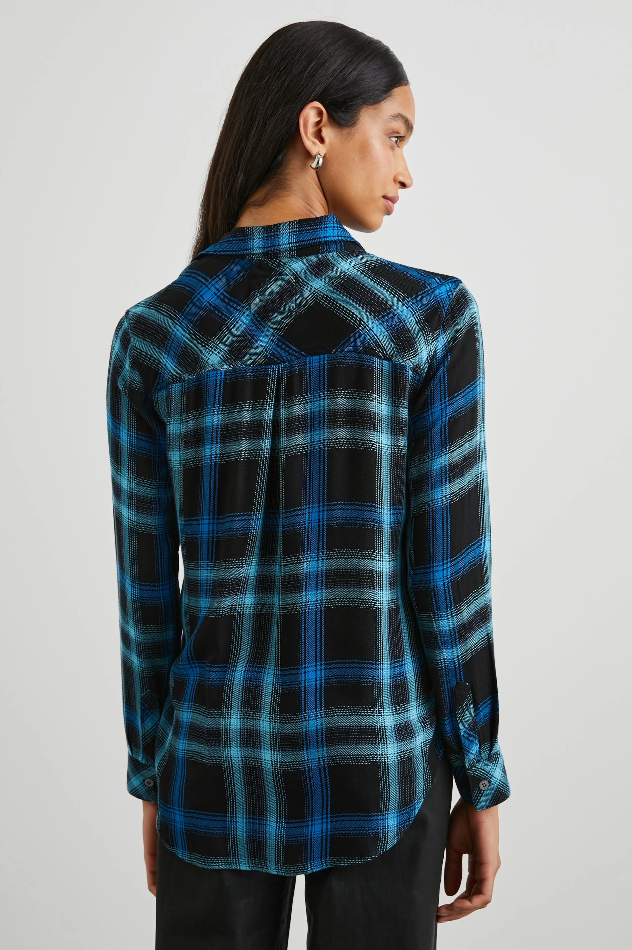 HUNTER SHIRT - BLACK AQUA BLUE sold by Rails product image thumbnail 4