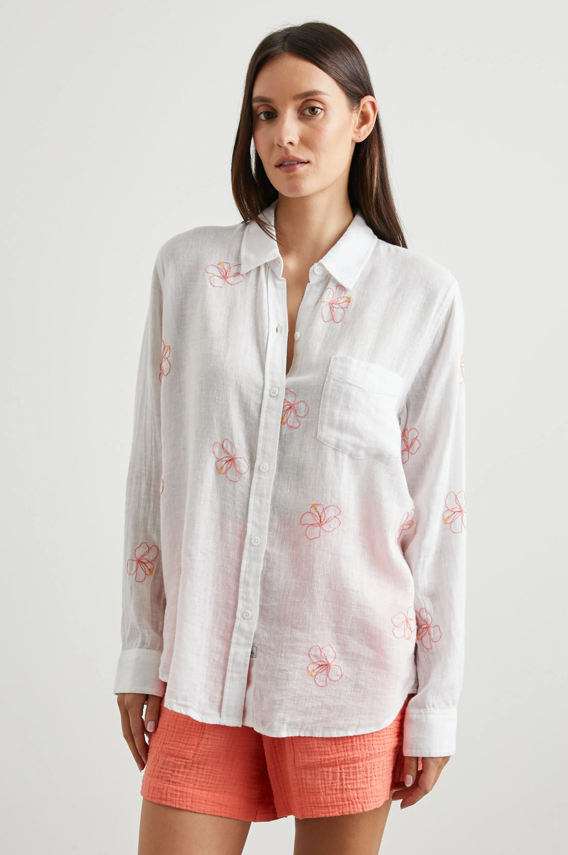 CHARLI SHIRT - HIBISCUS EMBROIDERY sold by Rails