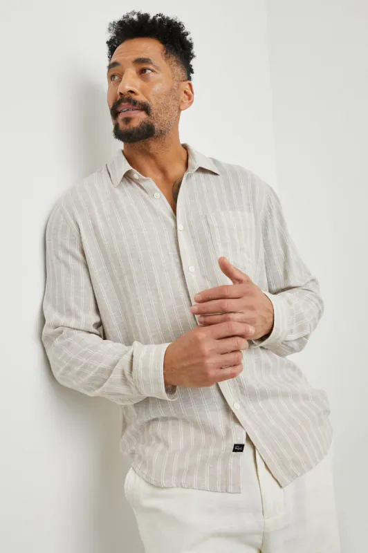 CONNOR SHIRT - GHURKA WHITE PINSTRIPE made by Rails