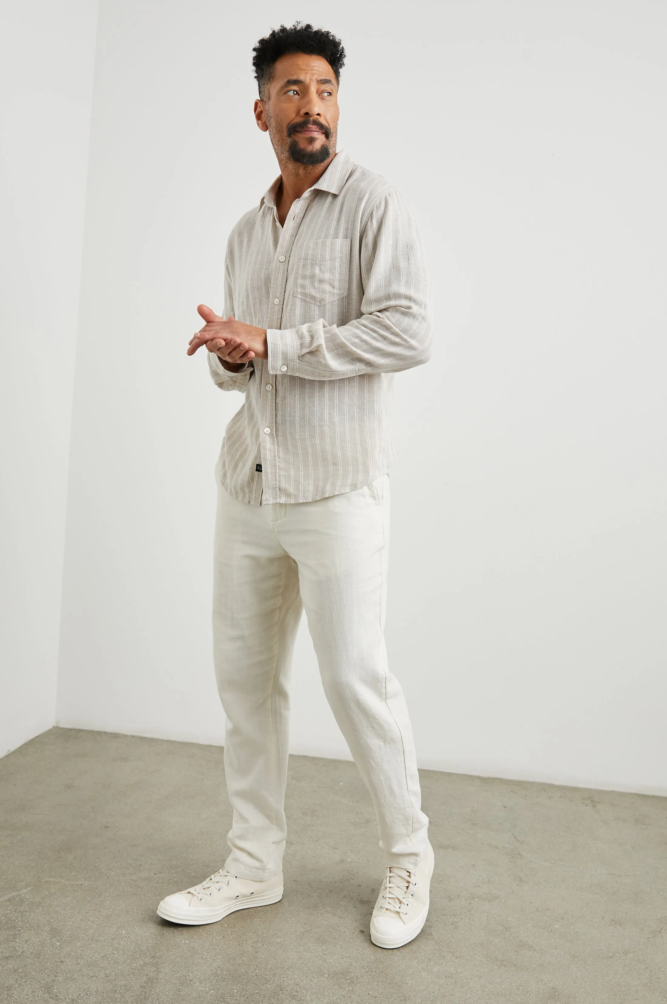 CONNOR SHIRT - GHURKA WHITE PINSTRIPE sold by Rails product image thumbnail 3