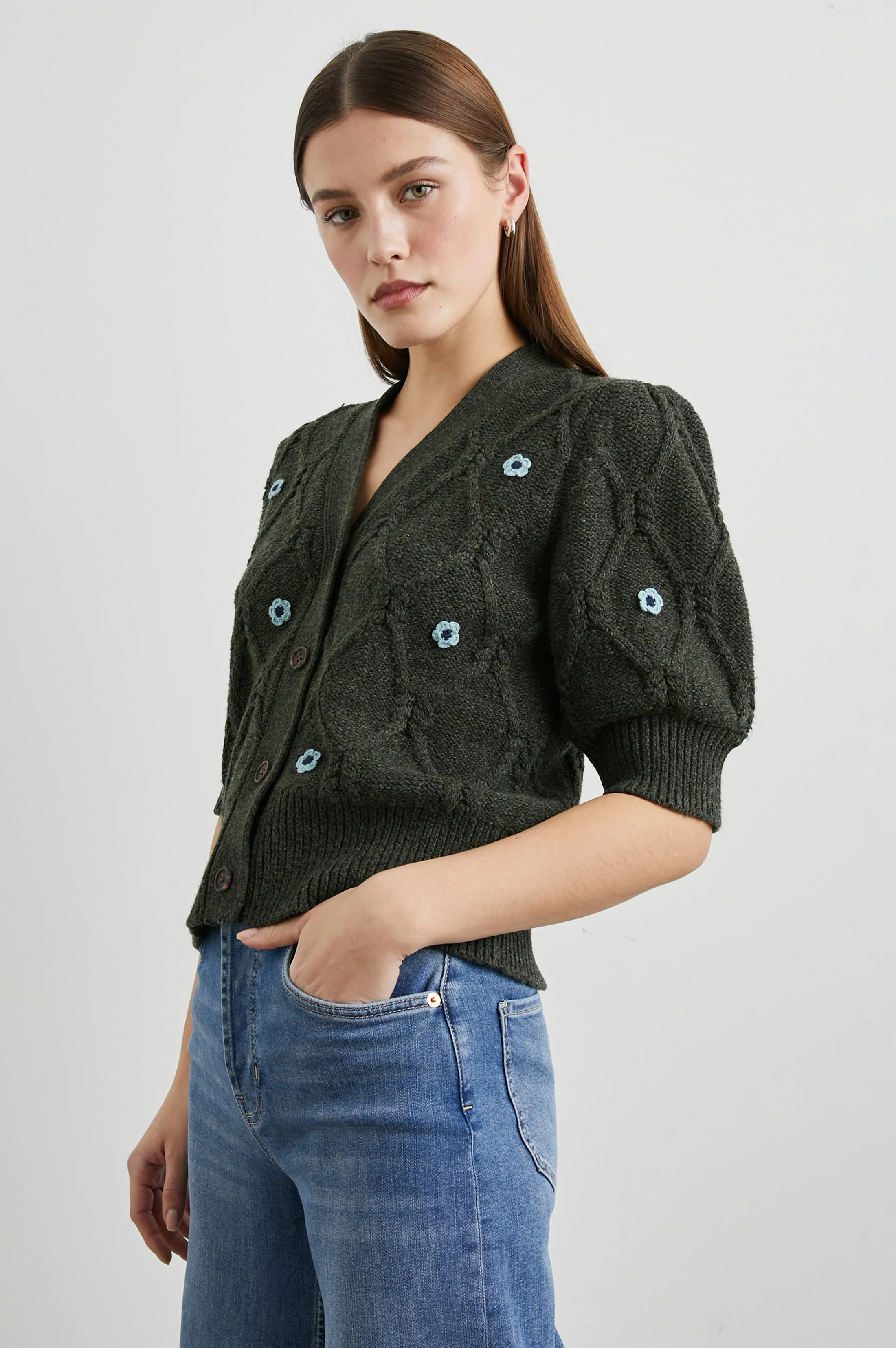 ISLA CARDIGAN - FOREST DAISIES sold by Rails