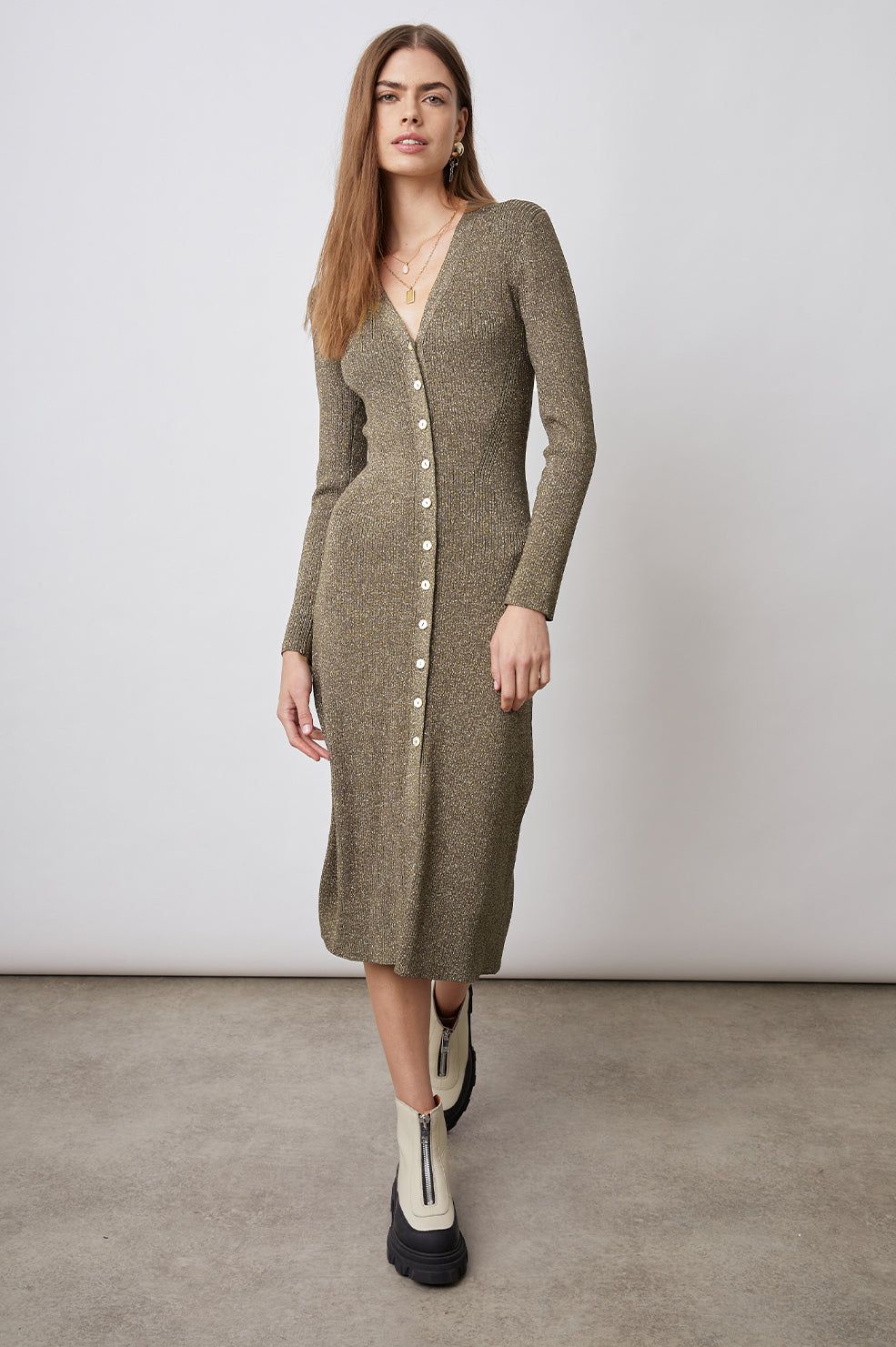 LORRAINE DRESS - GOLD LUREX sold by Rails product image thumbnail 3