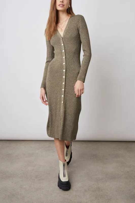 LORRAINE DRESS - GOLD LUREX sold by Rails