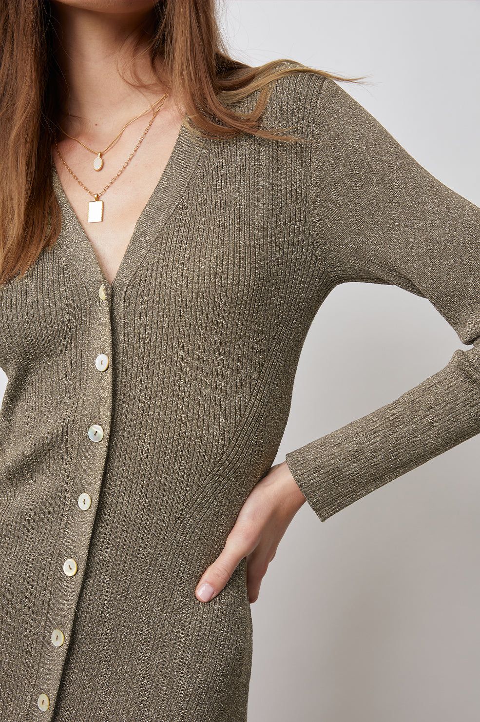 LORRAINE DRESS - GOLD LUREX sold by Rails product image thumbnail 2