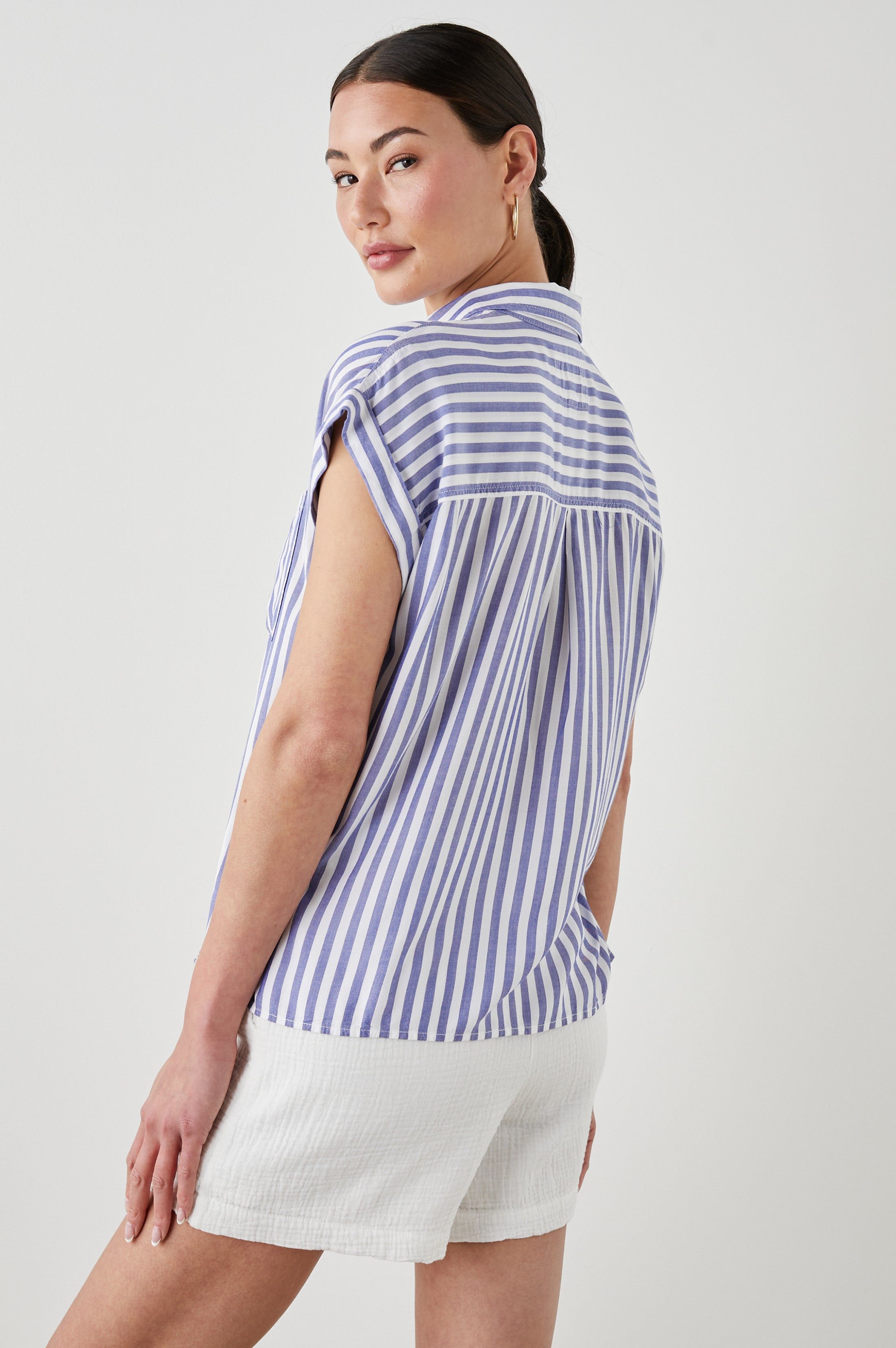 WHITNEY SHIRT - BLUE WHITE STRIPE sold by Rails product image thumbnail 5