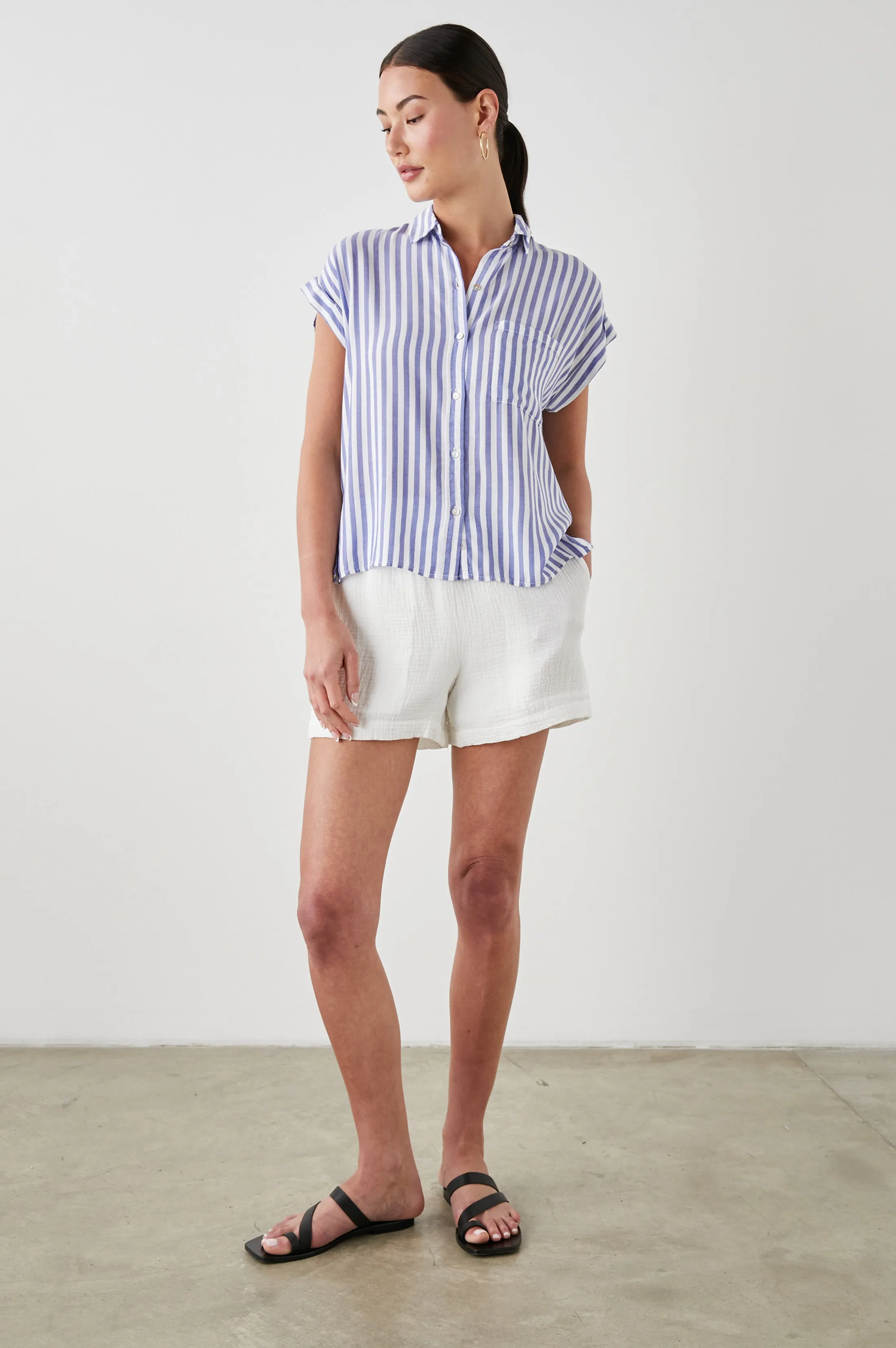 WHITNEY SHIRT - BLUE WHITE STRIPE sold by Rails product image thumbnail 3