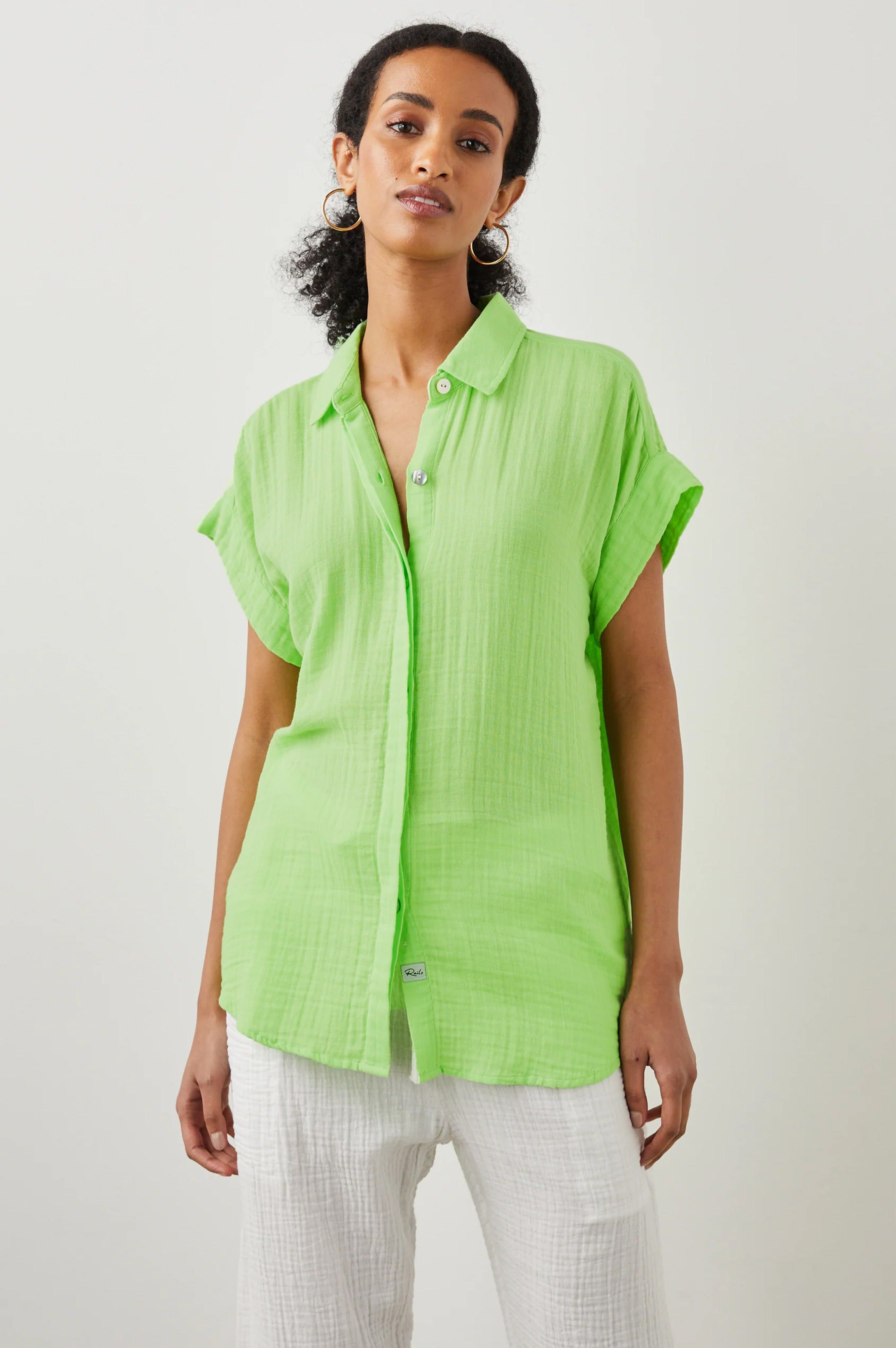 JAMIE SHIRT - JADE LIME sold by Rails product image thumbnail 3