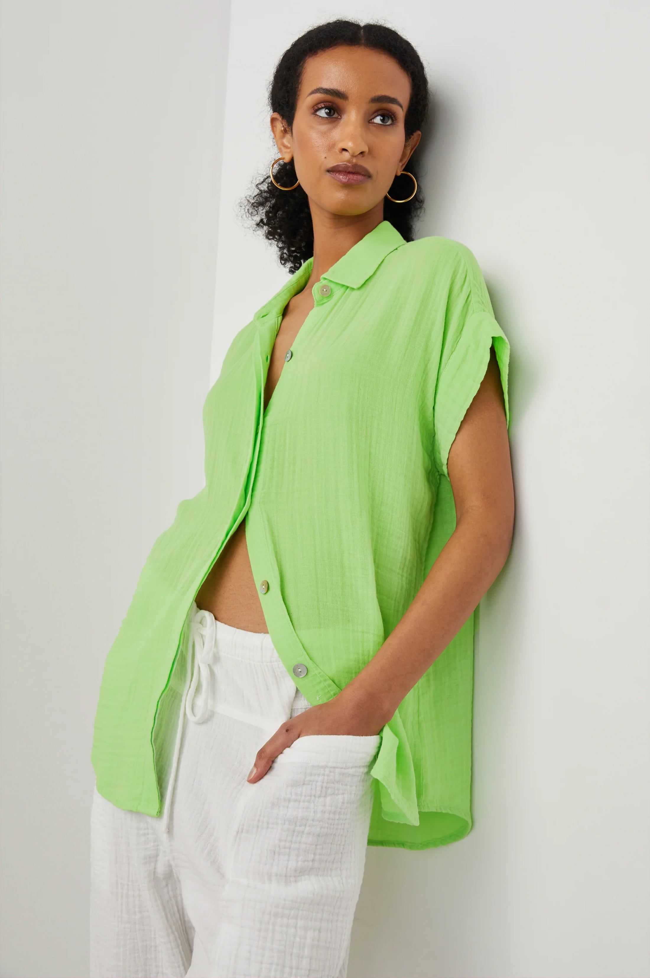 JAMIE SHIRT - JADE LIME sold by Rails product image thumbnail 4