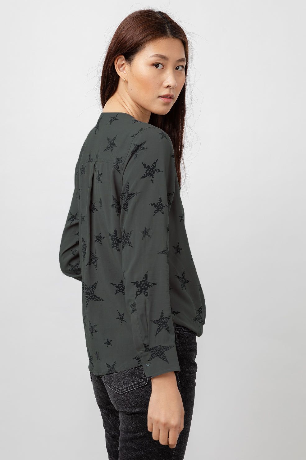 HILLARY TOP - CHARCOAL CHEETAH STARS sold by Rails product image thumbnail 3