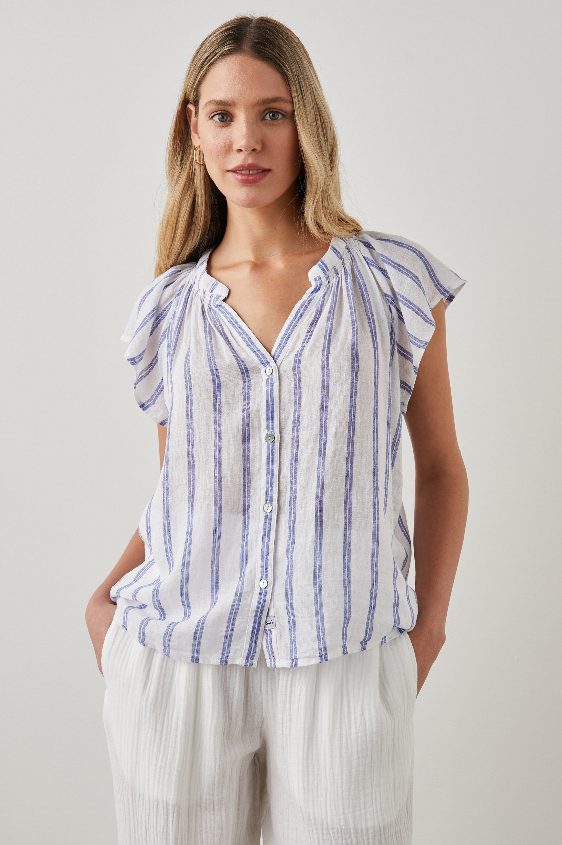 ALENA TOP - VILLA STRIPE sold by Rails