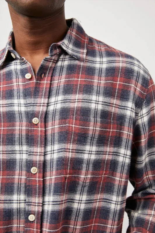 LENNOX SHIRT - RED SHADOW MELANGE sold by Rails