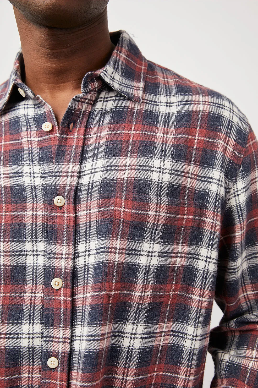 LENNOX SHIRT - RED SHADOW MELANGE sold by Rails