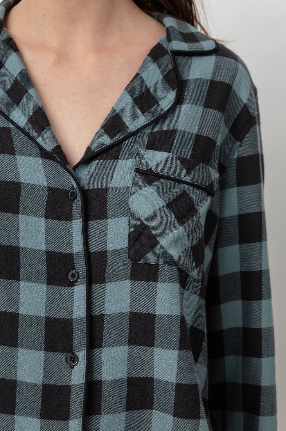 KELLEN PAJAMA SET - DUSTY TEAL CHECK sold by Rails product image thumbnail 3