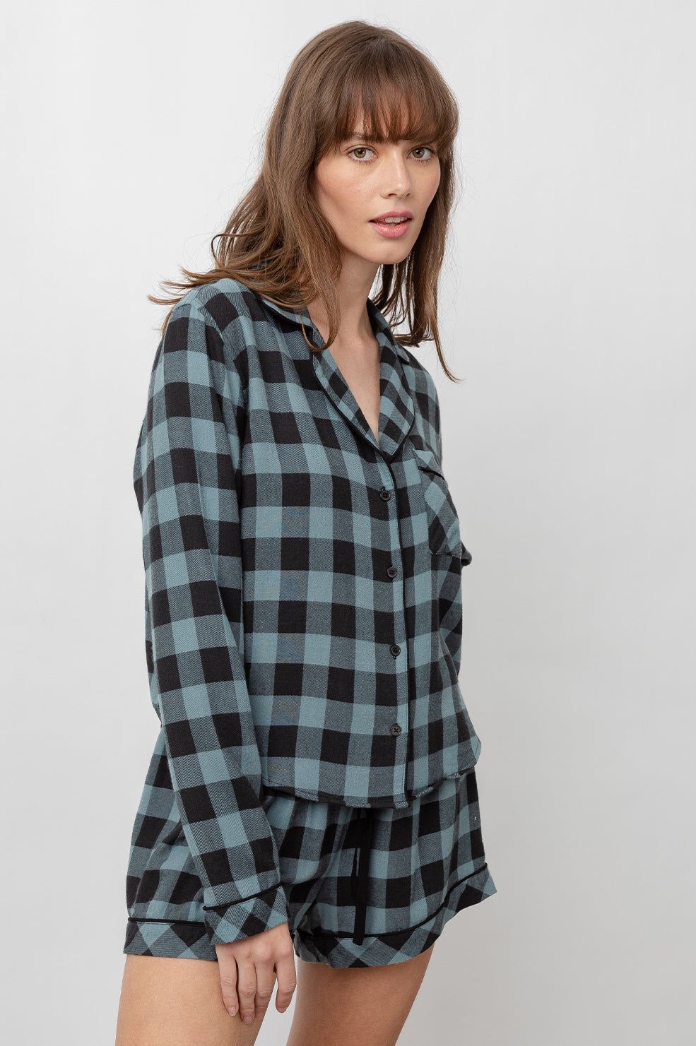 KELLEN PAJAMA SET - DUSTY TEAL CHECK sold by Rails product image thumbnail 4