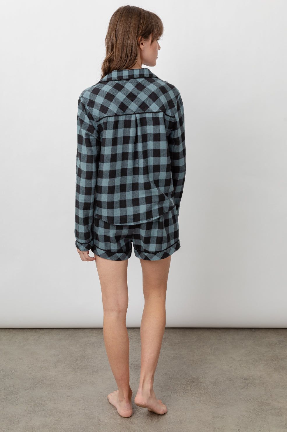 KELLEN PAJAMA SET - DUSTY TEAL CHECK sold by Rails product image thumbnail 5