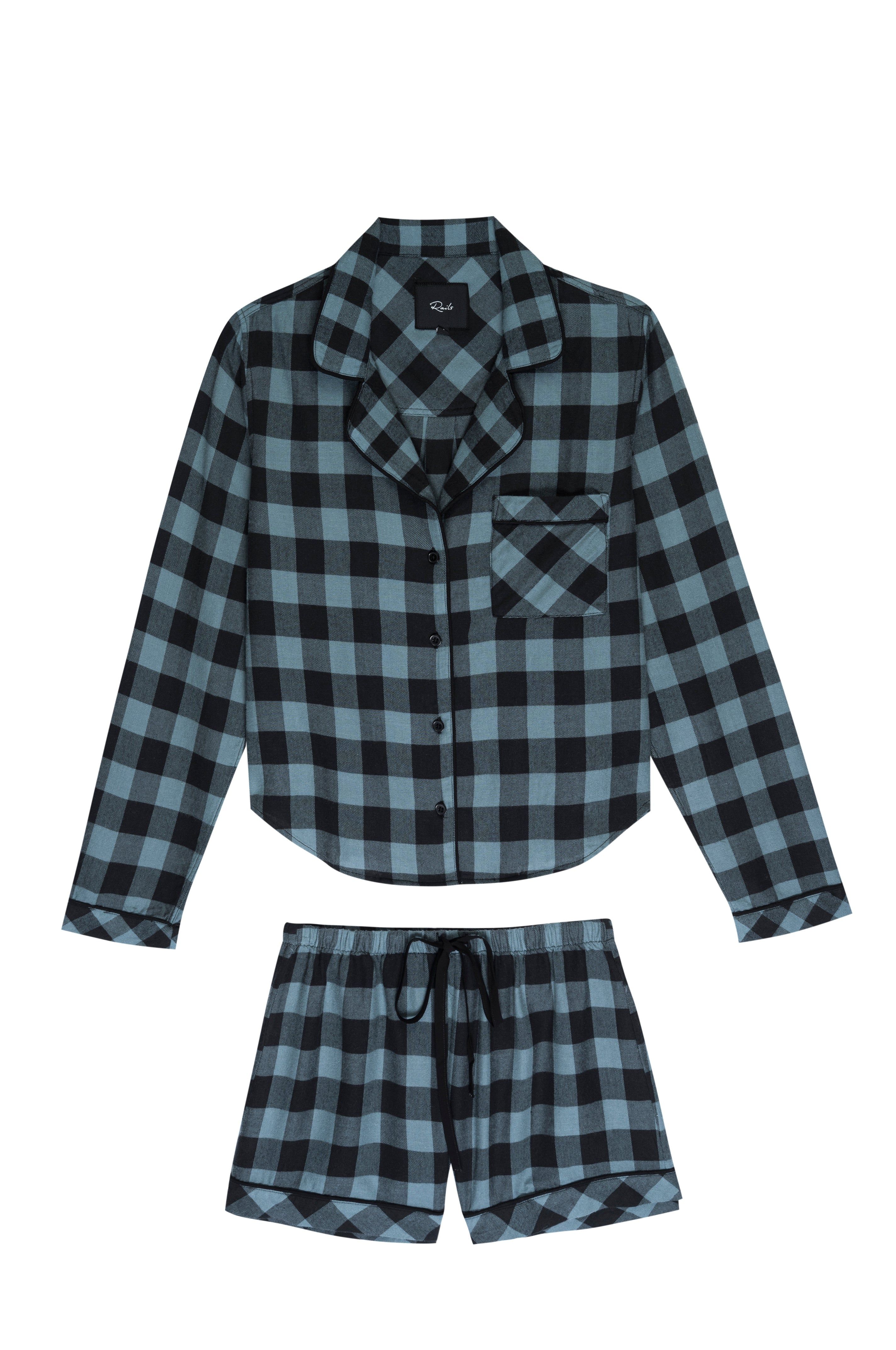 KELLEN PAJAMA SET - DUSTY TEAL CHECK sold by Rails product image thumbnail 6