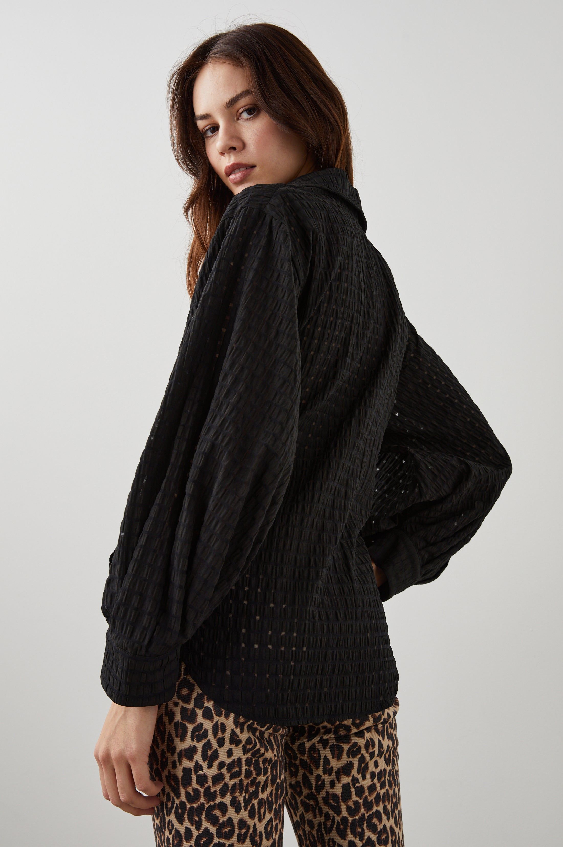 EILEEN TOP - BLACK SEERSUCKER sold by Rails product image thumbnail 5