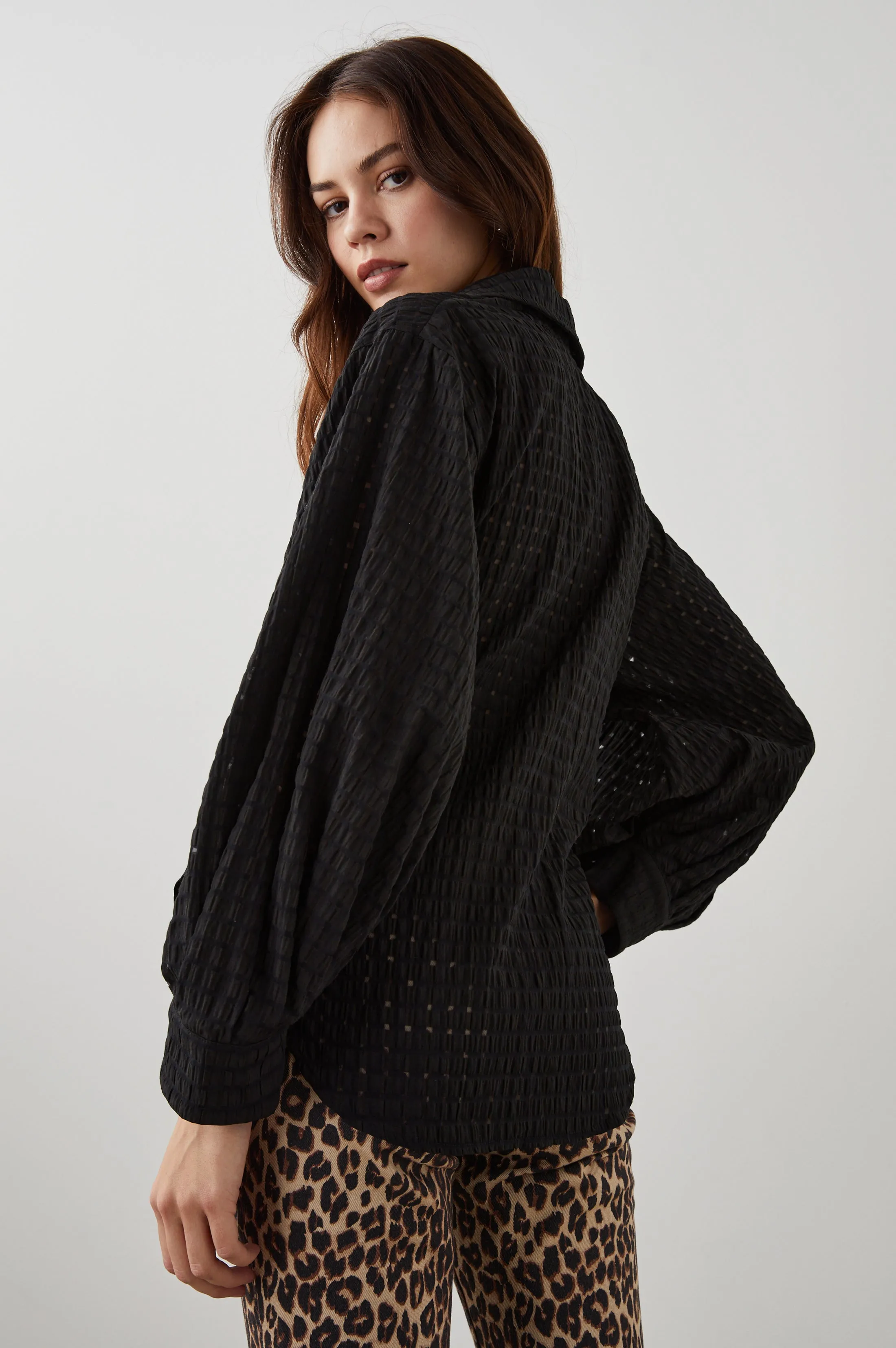 EILEEN TOP - BLACK SEERSUCKER sold by Rails product image thumbnail 5