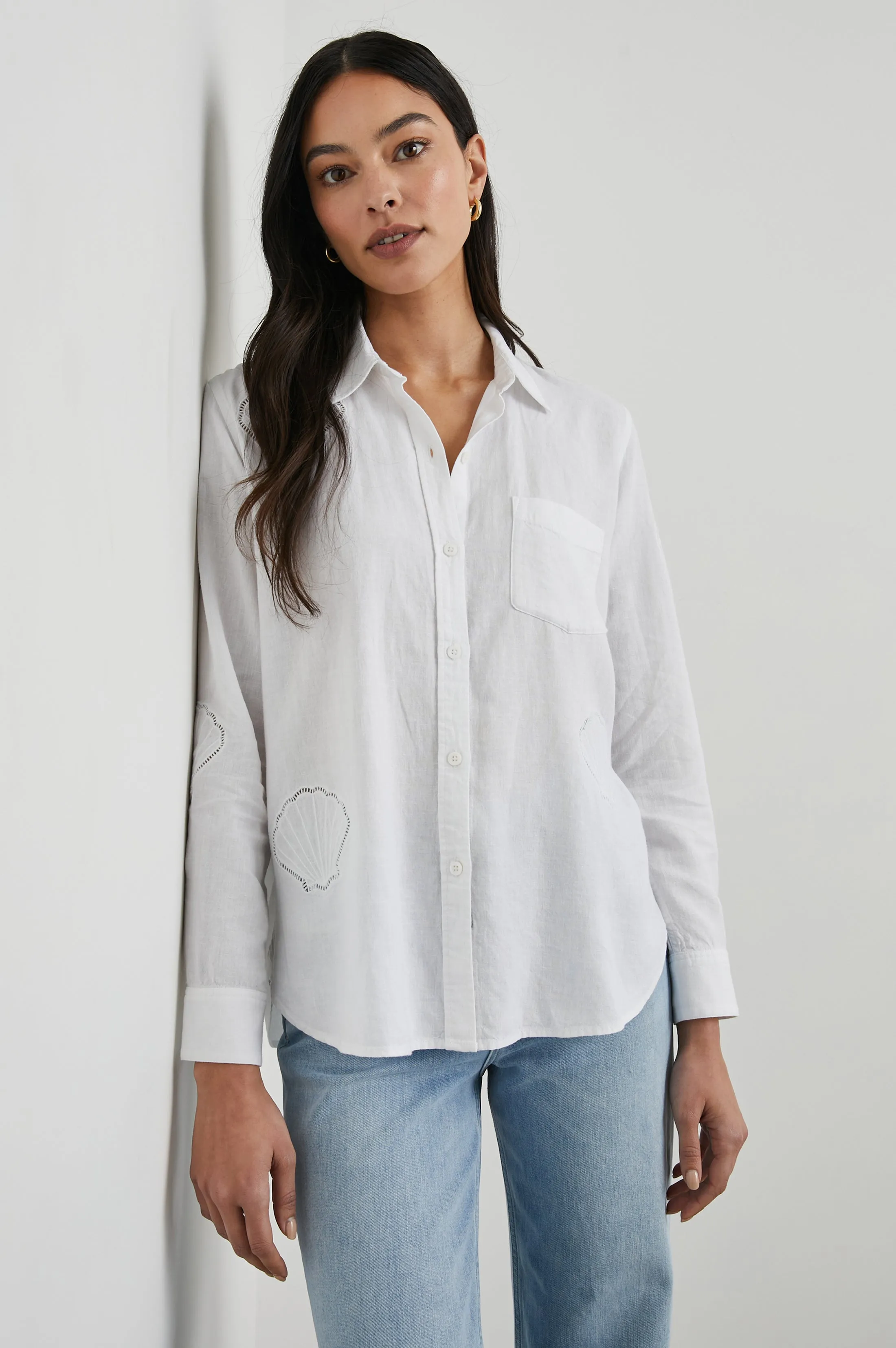CHARLI SHIRT - WHITE EYELET SHELLS sold by Rails
