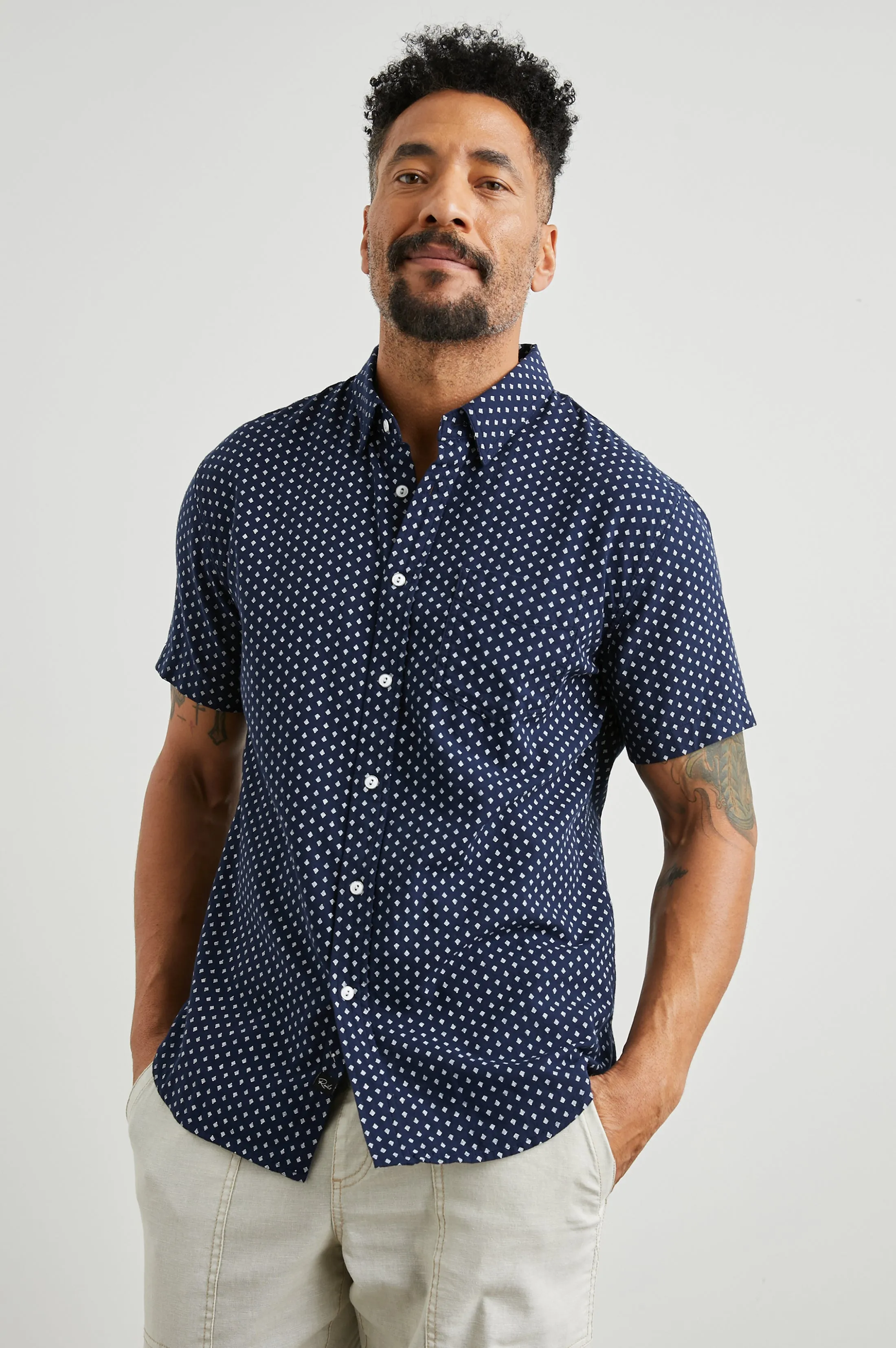FAIRFAX SHIRT - POLYGON MICRO NAVY sold by Rails