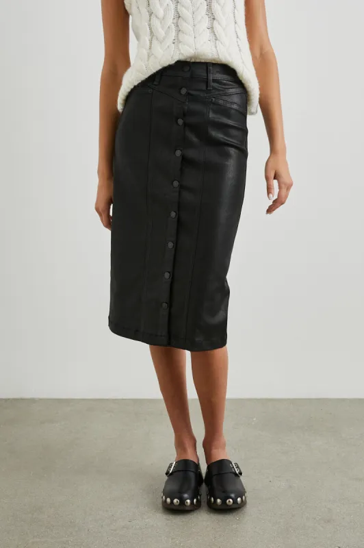 BROADWAY SKIRT - COATED NOIR sold by Rails