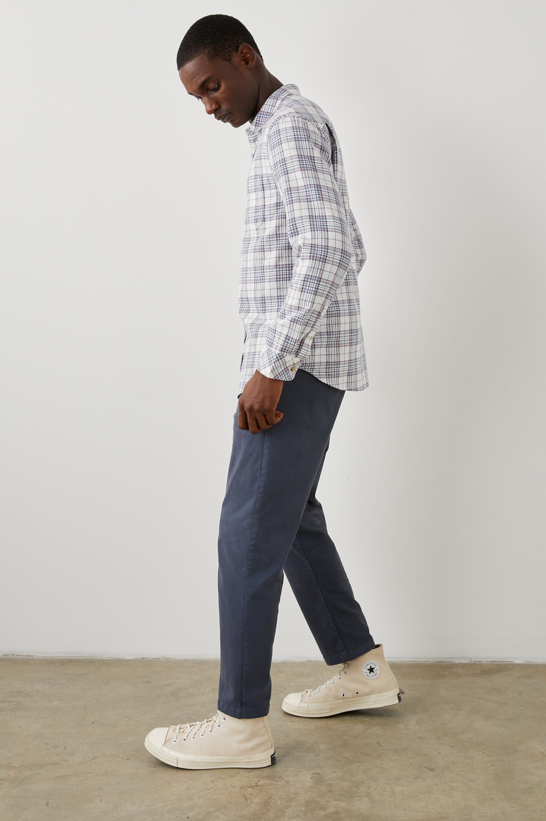 WYATT SHIRT - MELON NAVY WHITE MELANGE sold by Rails product image thumbnail 5