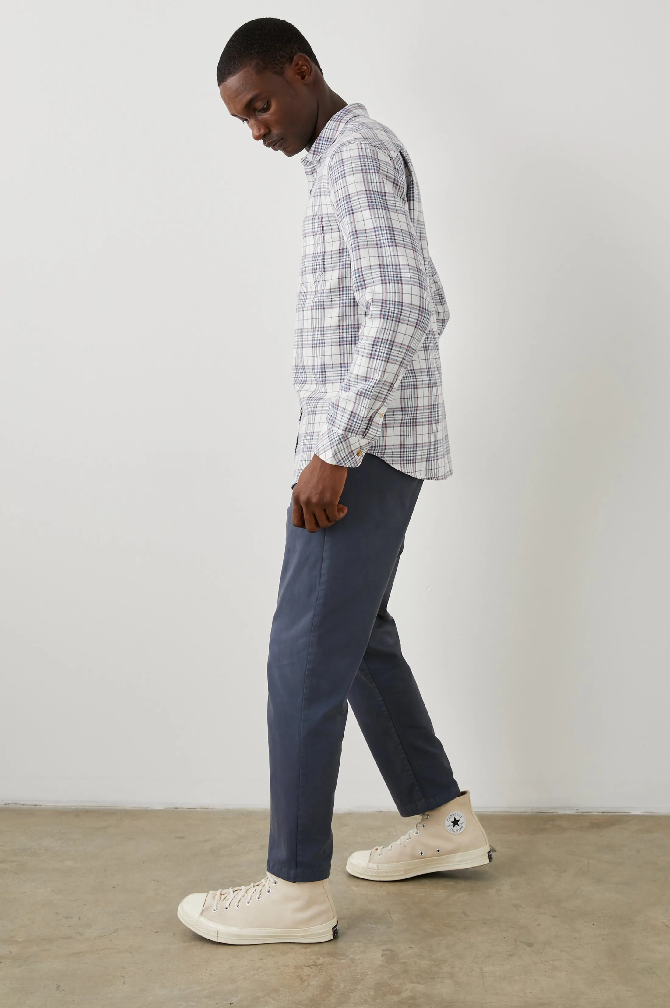 WYATT SHIRT - MELON NAVY WHITE MELANGE sold by Rails product image thumbnail 5