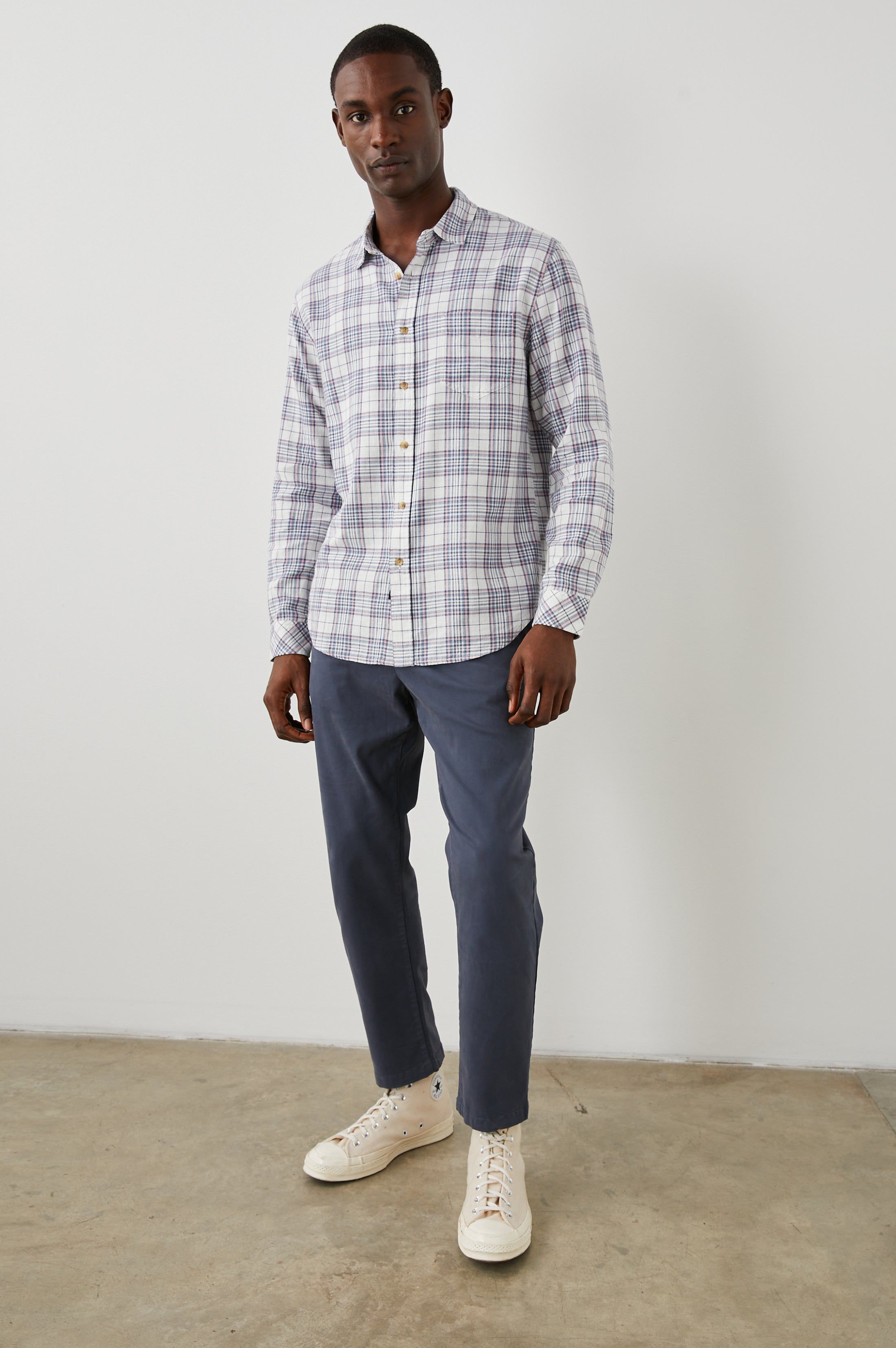 WYATT SHIRT - MELON NAVY WHITE MELANGE sold by Rails product image thumbnail 4