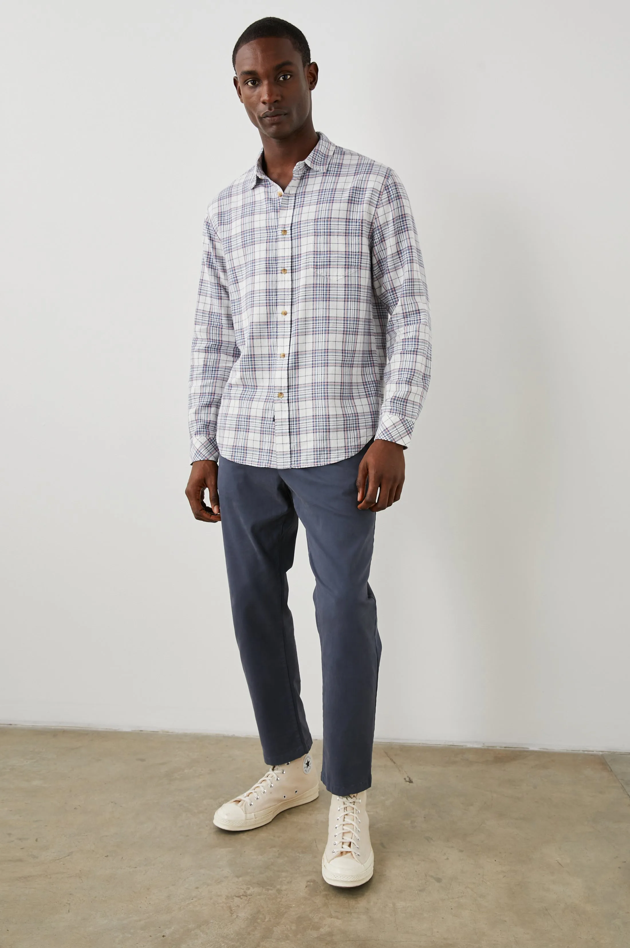 WYATT SHIRT - MELON NAVY WHITE MELANGE sold by Rails product image thumbnail 4