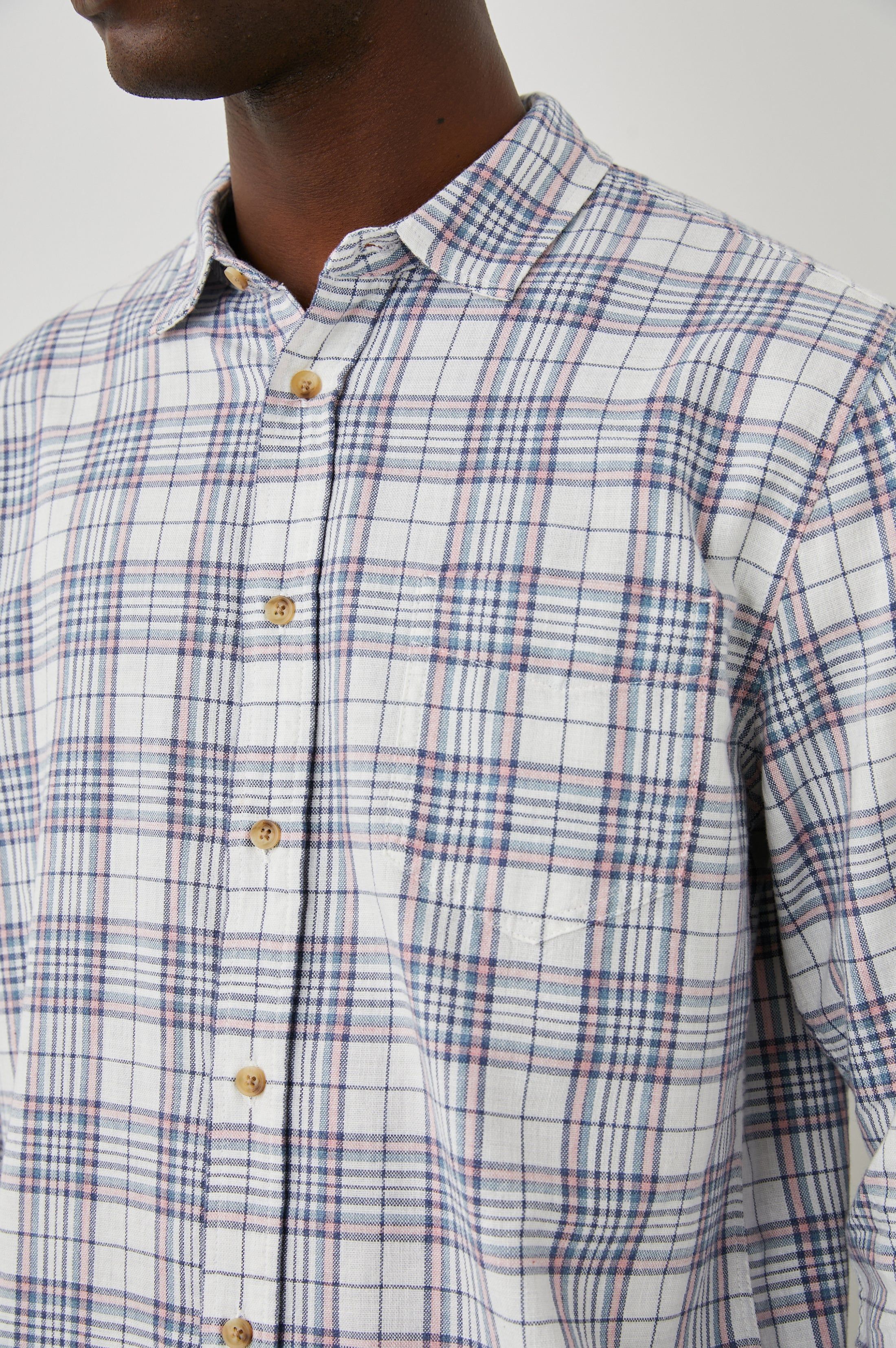WYATT SHIRT - MELON NAVY WHITE MELANGE sold by Rails product image thumbnail 2
