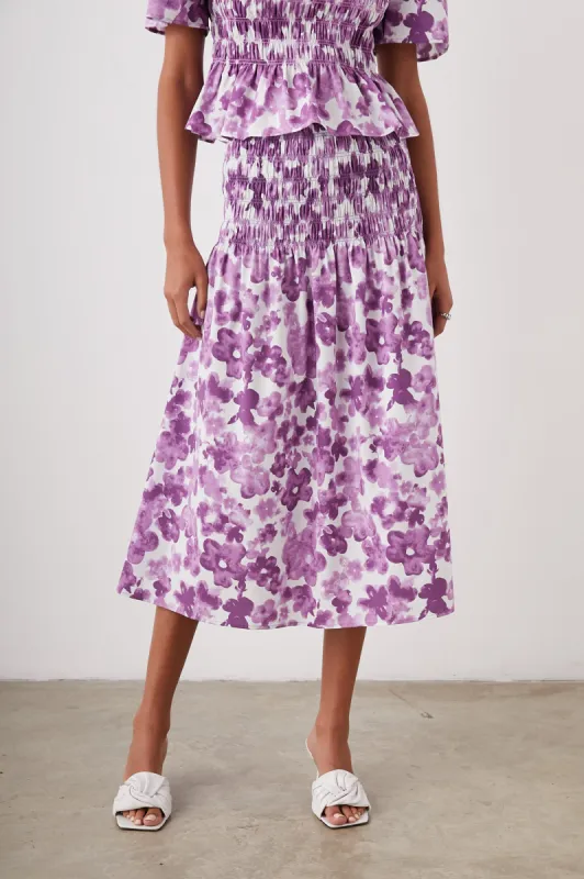 SELENA SKIRT - IRIS WATERCOLOR FLORAL sold by Rails