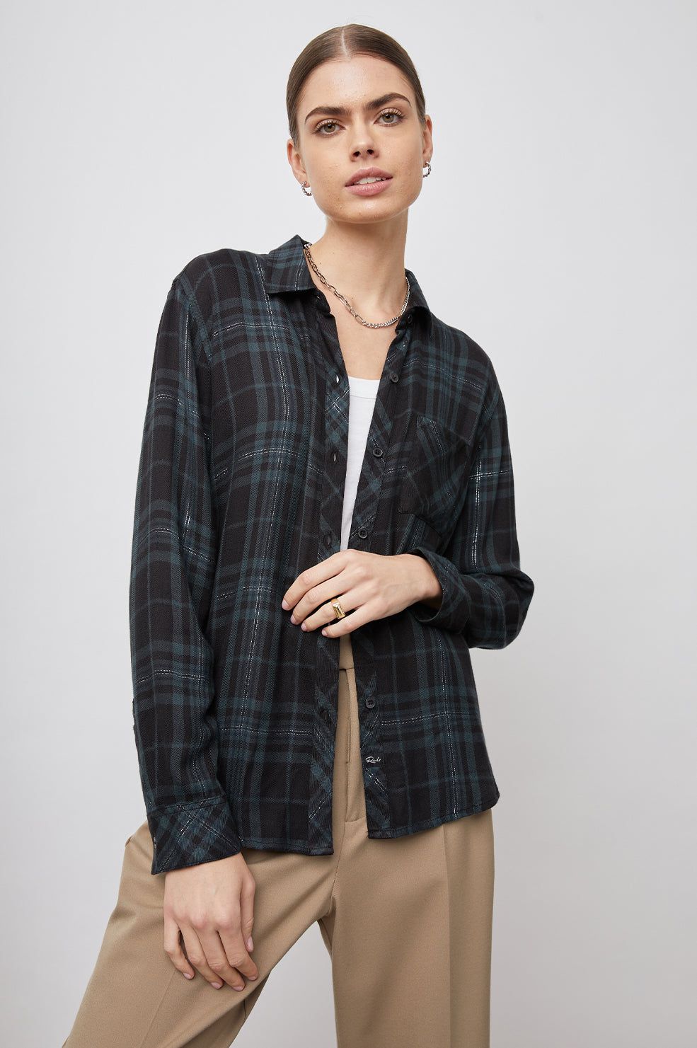HUNTER SHIRT - FOREST SLATE TINSEL sold by Rails