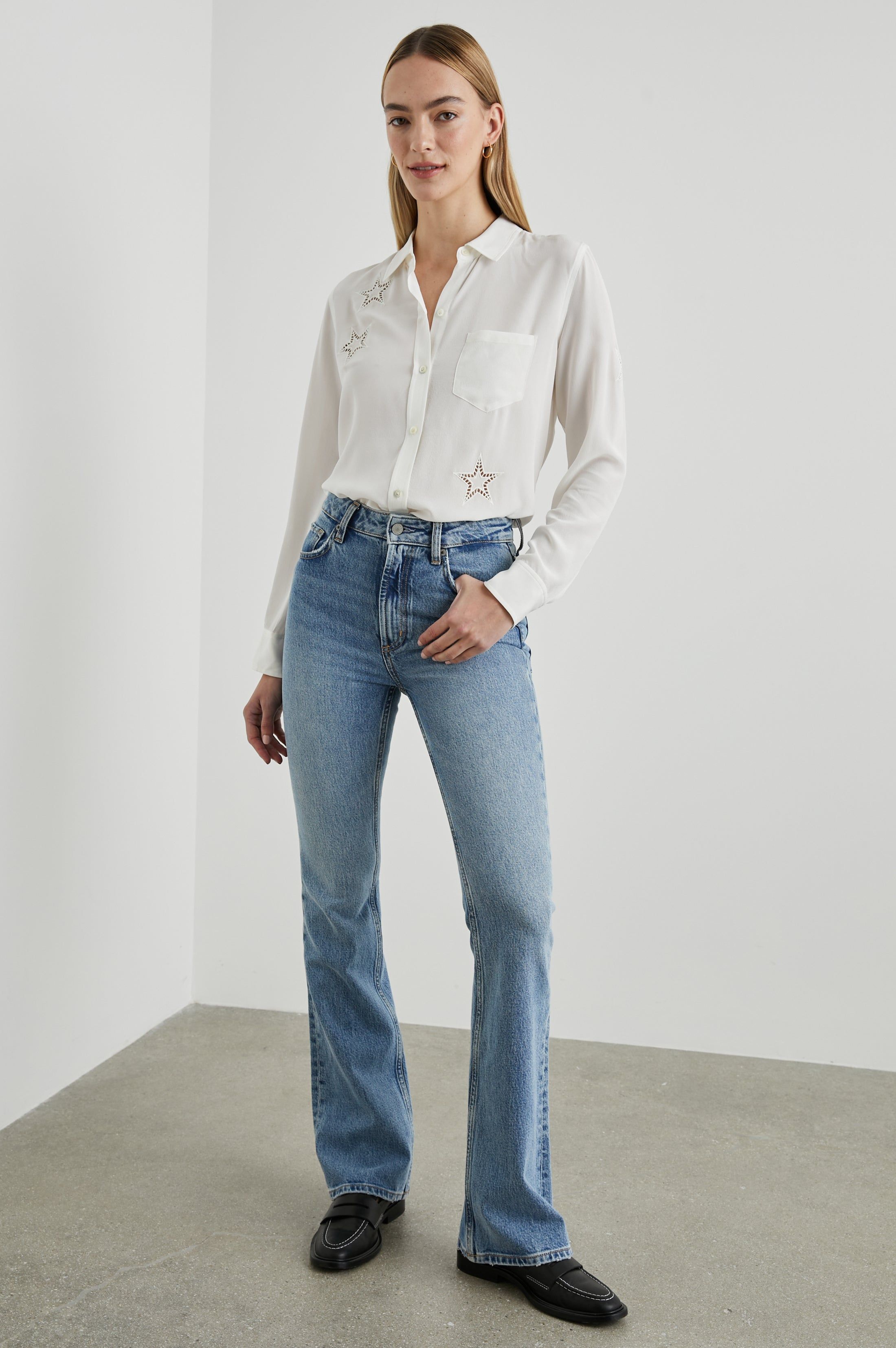 KATE SHIRT - IVORY EYELET STARS sold by Rails product image thumbnail 3