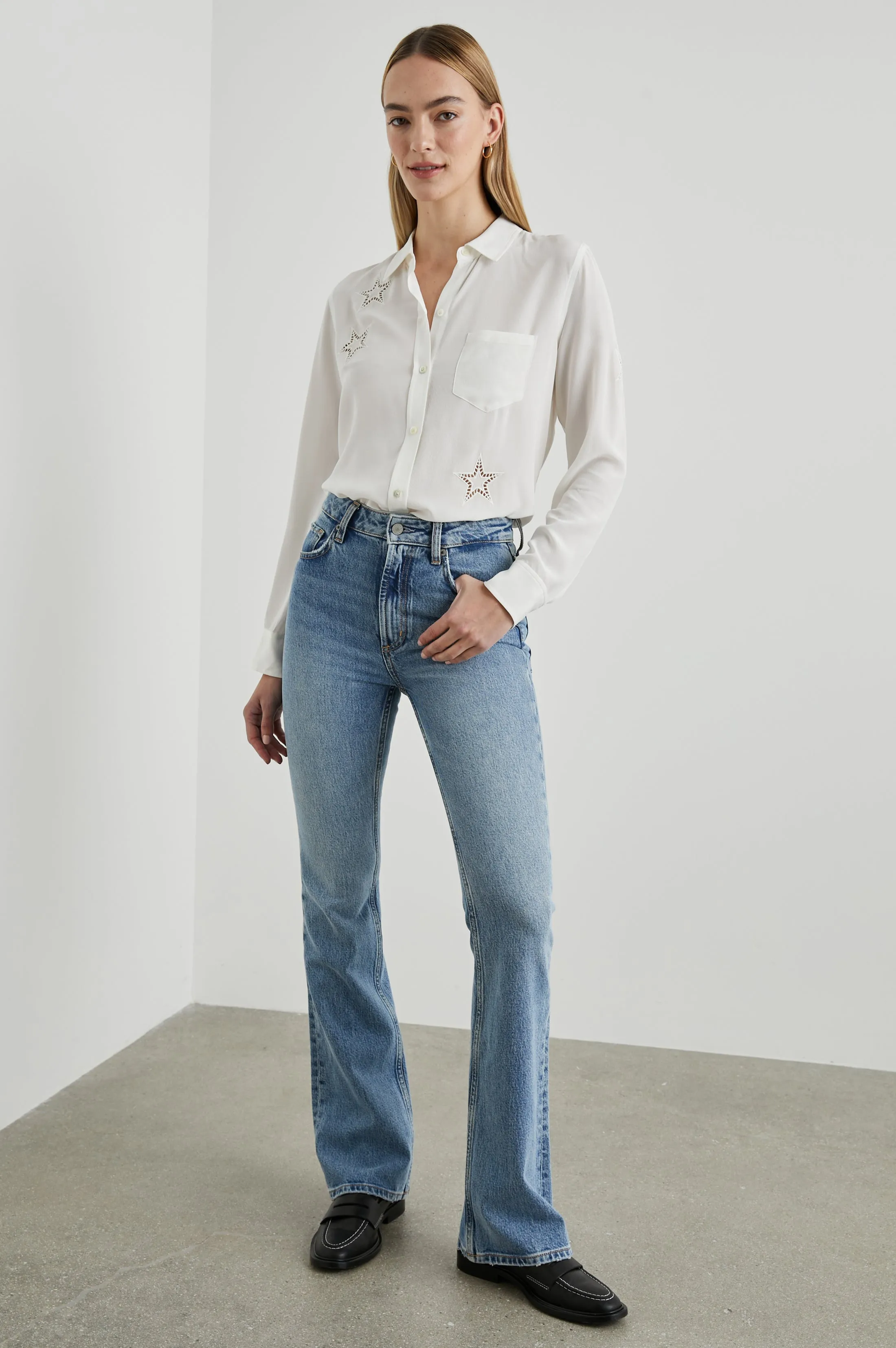 KATE SHIRT - IVORY EYELET STARS sold by Rails product image thumbnail 3