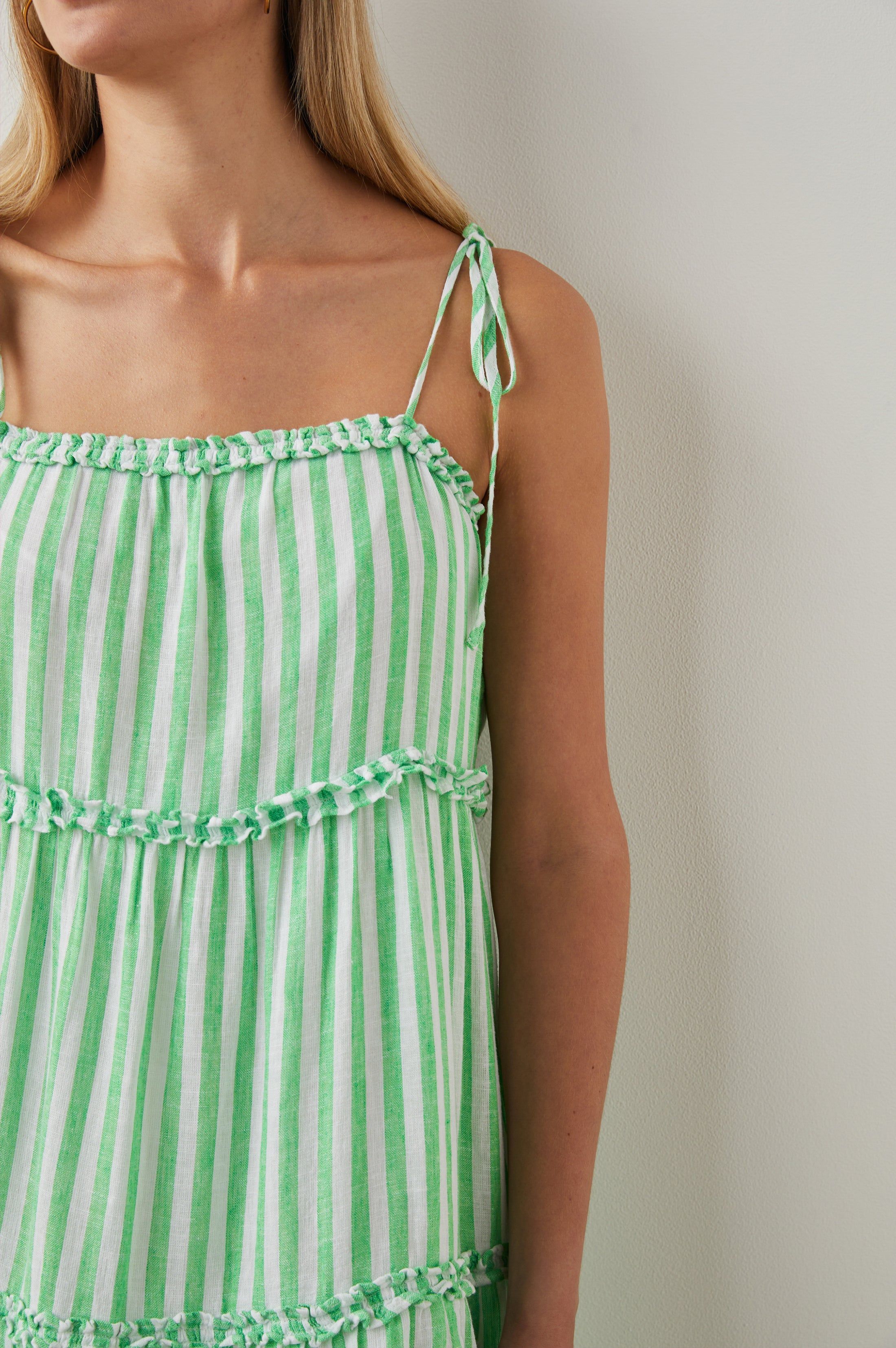 CARALYN DRESS - CAYMAN GREEN STRIPE sold by Rails product image thumbnail 2