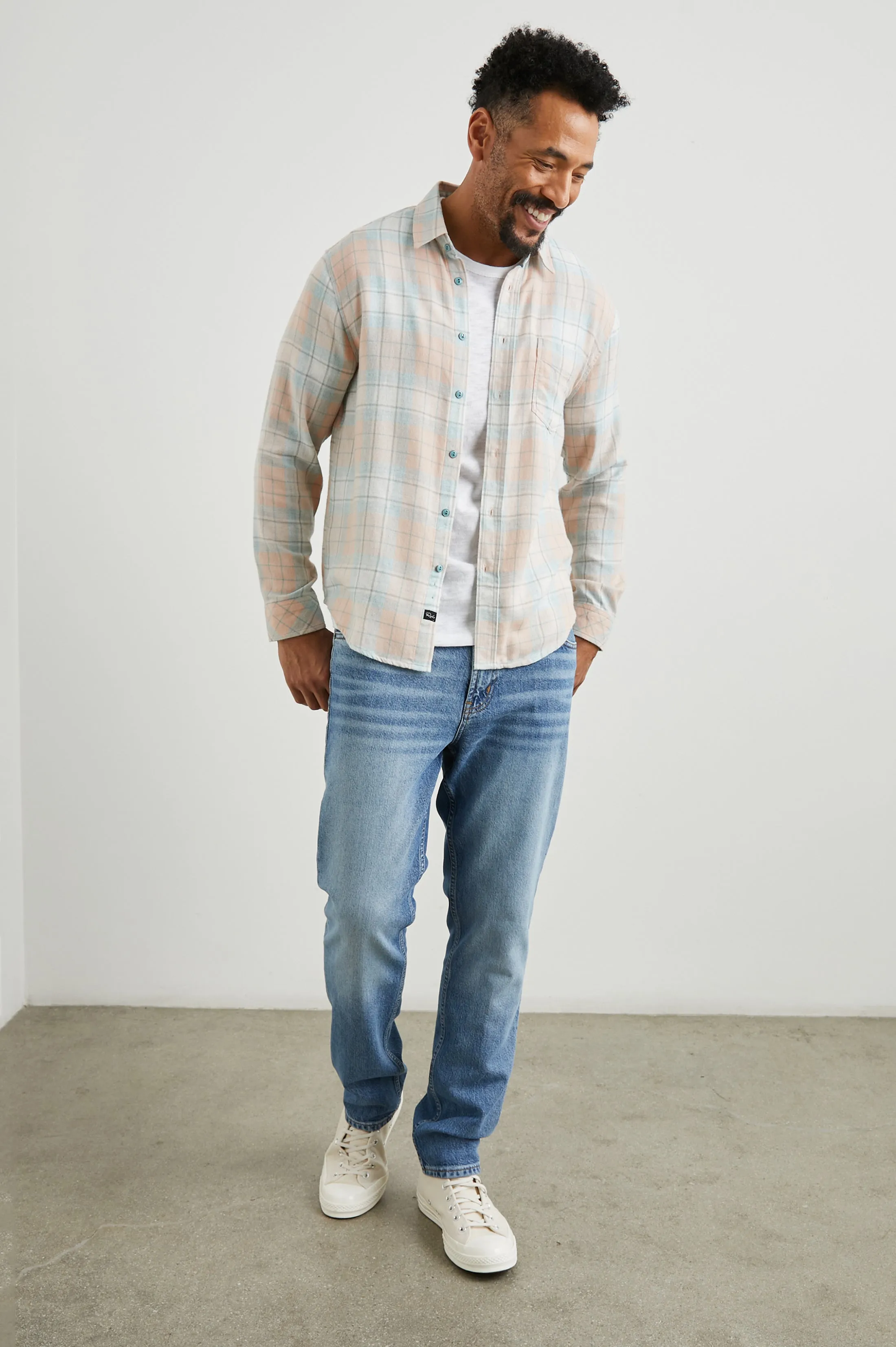 LENNOX SHIRT - TEAL CANTELOUPE MELANGE sold by Rails product image thumbnail 3