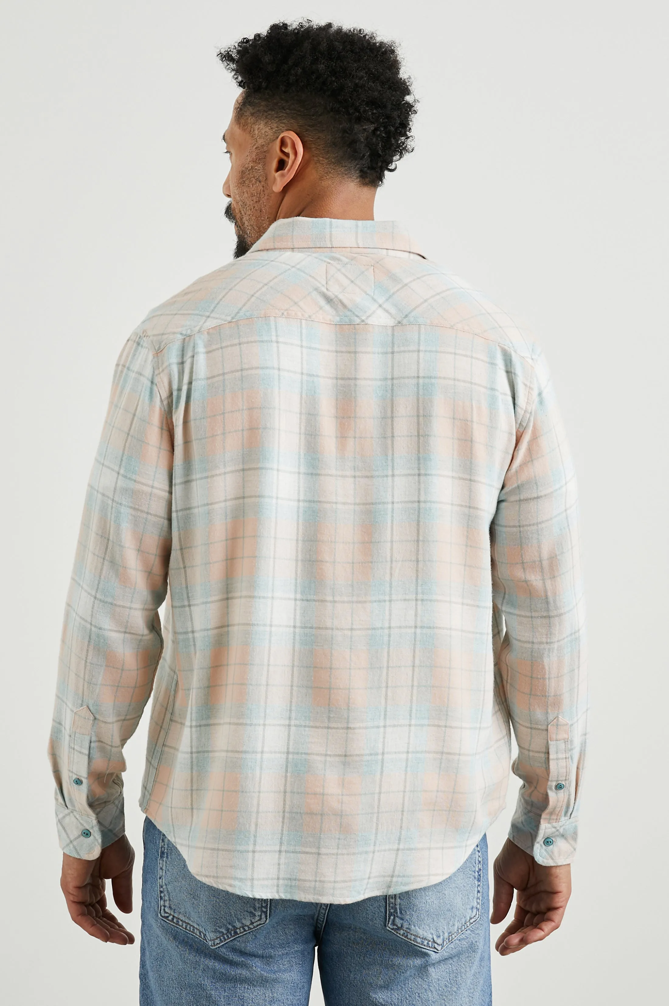 LENNOX SHIRT - TEAL CANTELOUPE MELANGE sold by Rails product image thumbnail 5