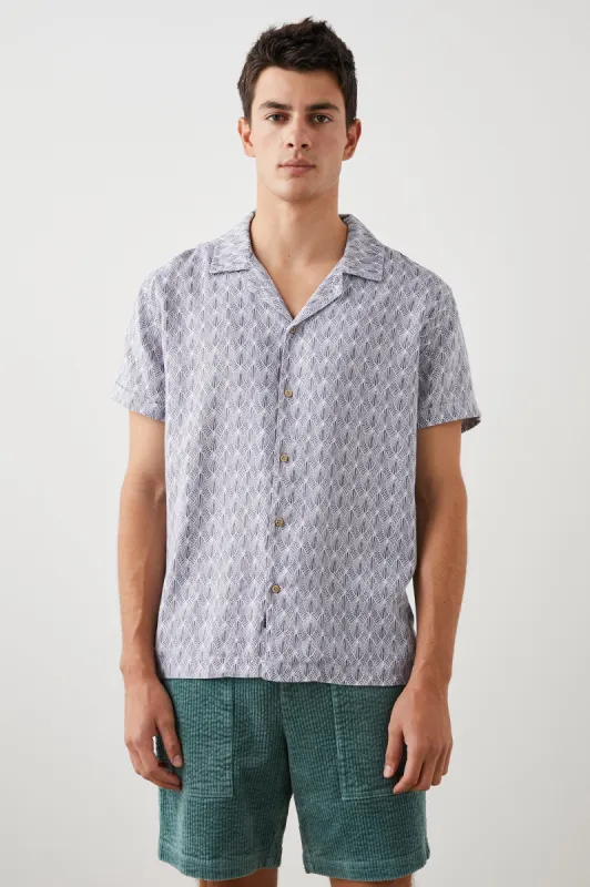 LANAI SHIRT - TIN STAMP SEATIA WHITE made by Rails