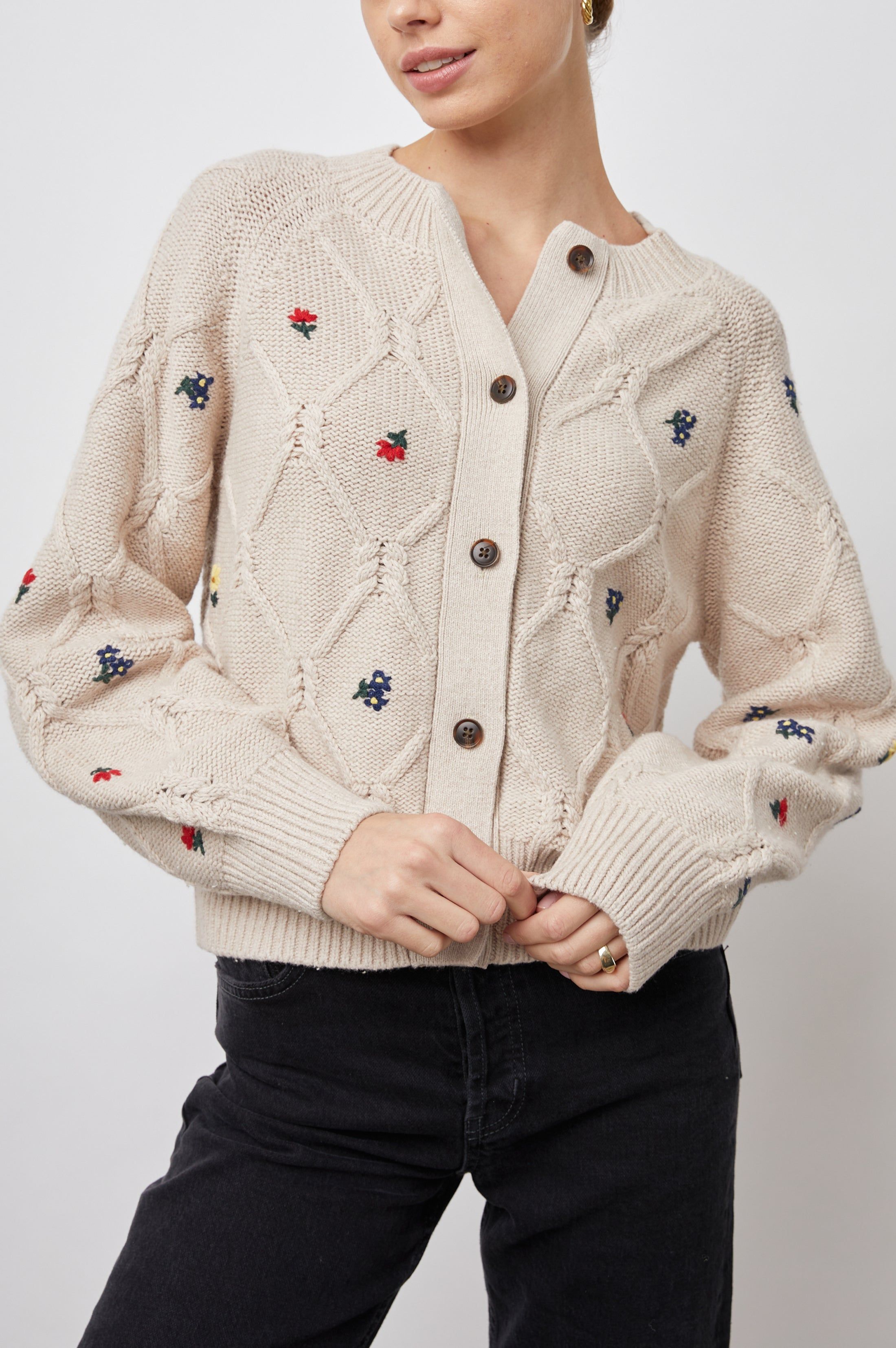 LAURIE CARDIGAN - OATMEAL MELANGE sold by Rails product image thumbnail 3