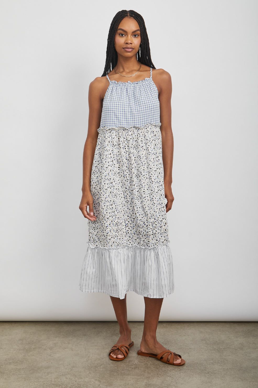 DORA DRESS - FLORAL GINGHAM MIX sold by Rails