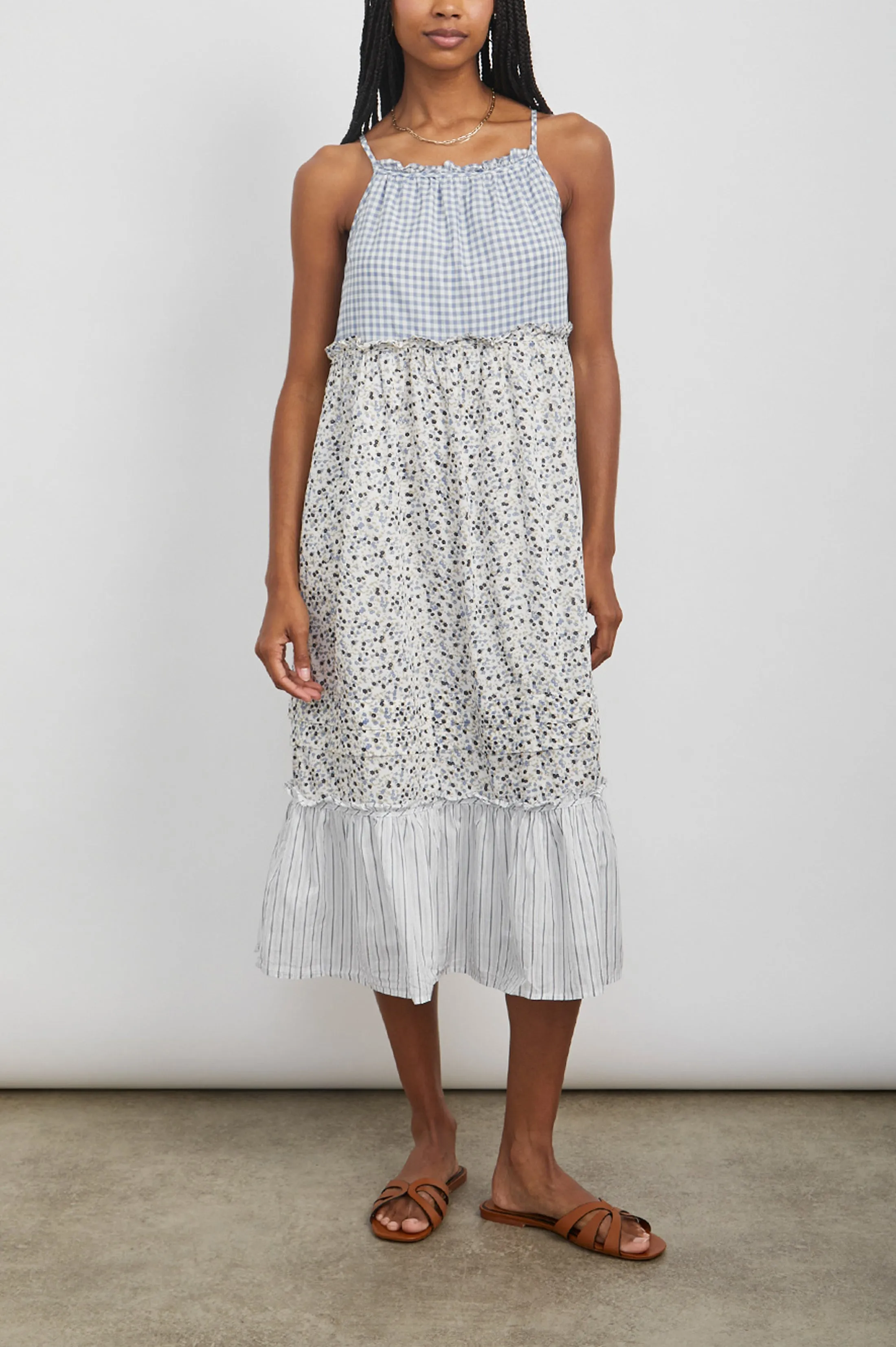 DORA DRESS - FLORAL GINGHAM MIX sold by Rails