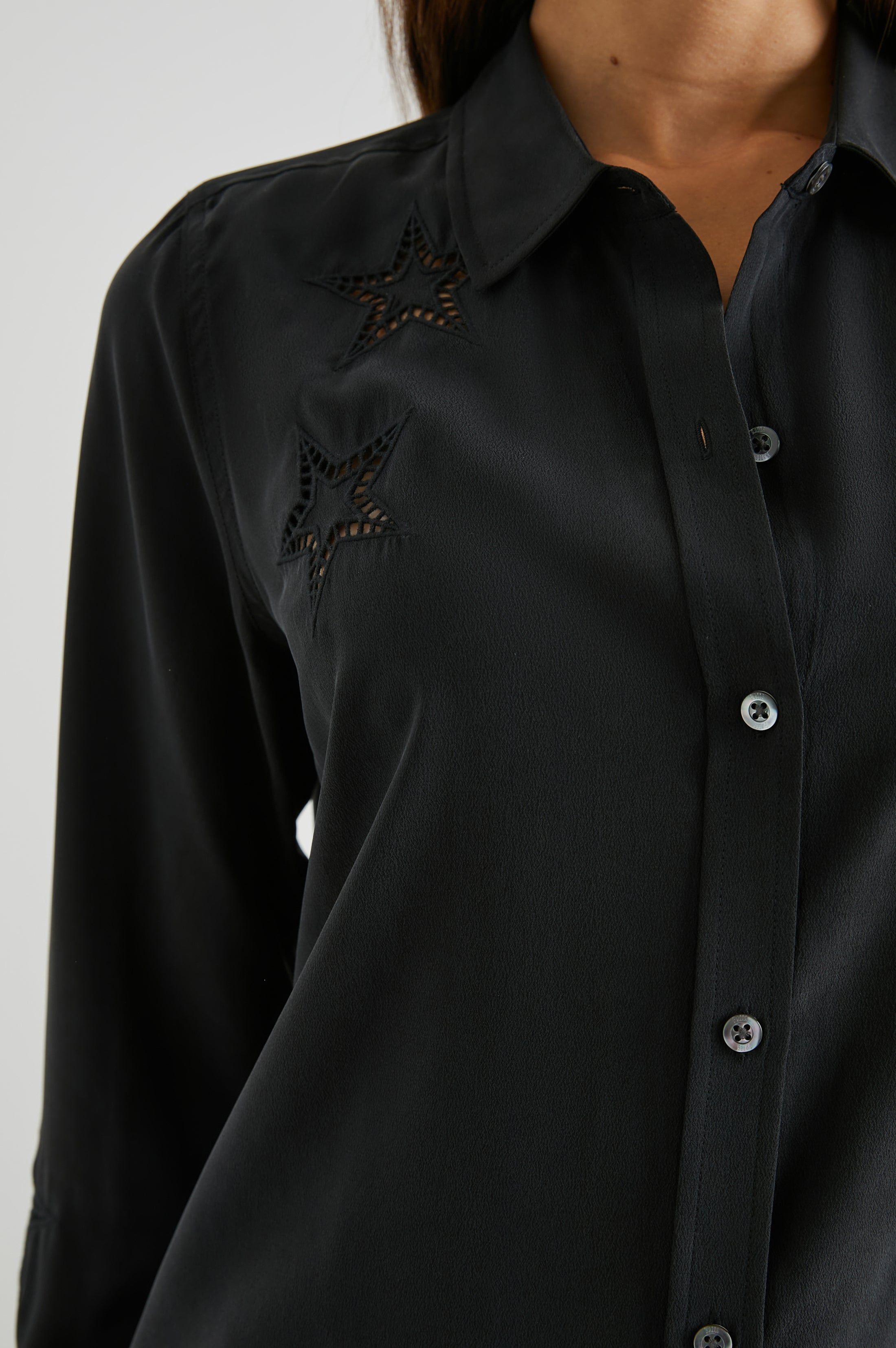 KATE SHIRT - BLACK EYELET STARS sold by Rails product image thumbnail 2