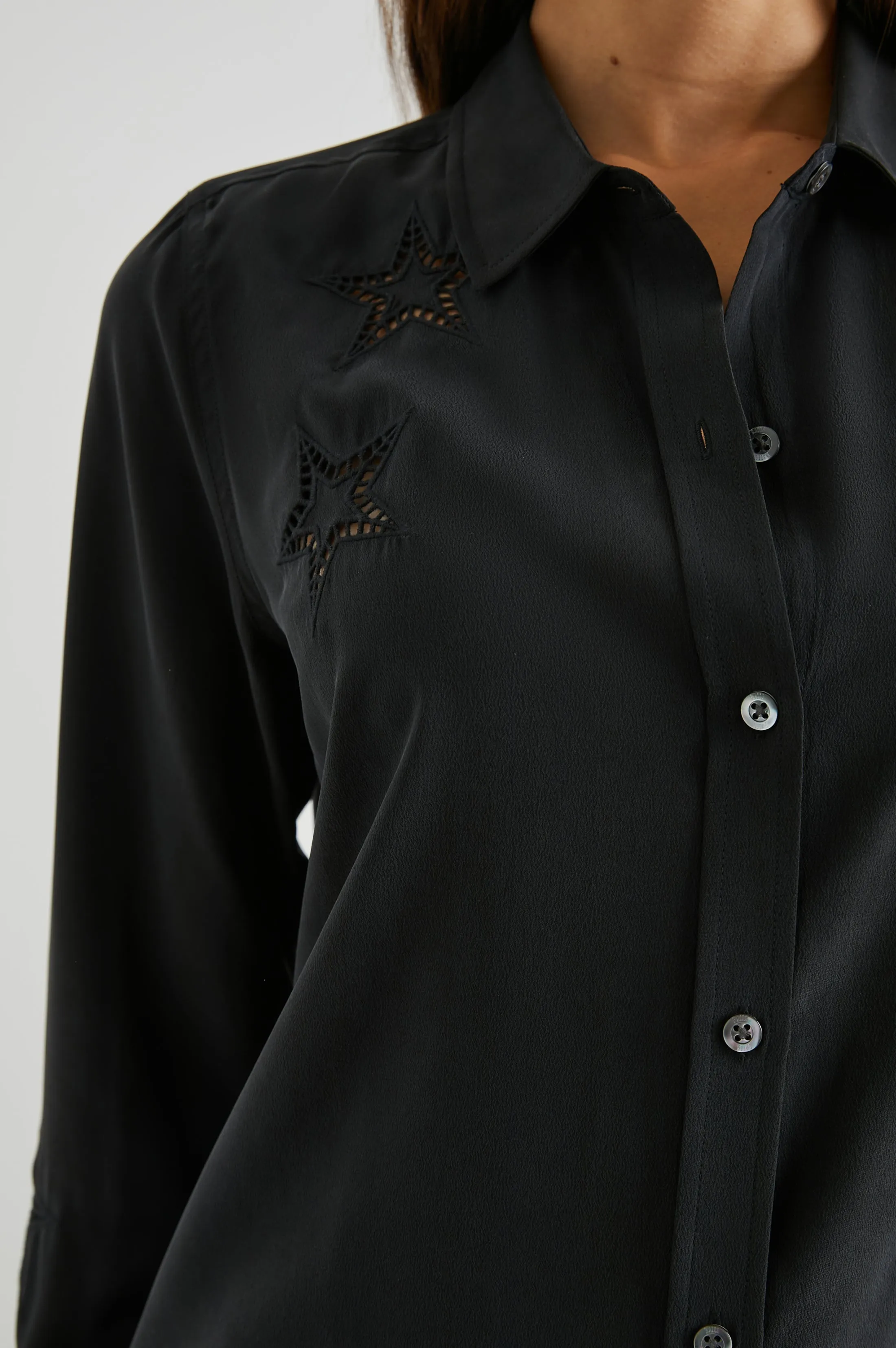 KATE SHIRT - BLACK EYELET STARS sold by Rails product image thumbnail 2
