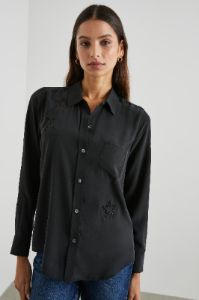 KATE SHIRT - BLACK EYELET STARS sold by Rails
