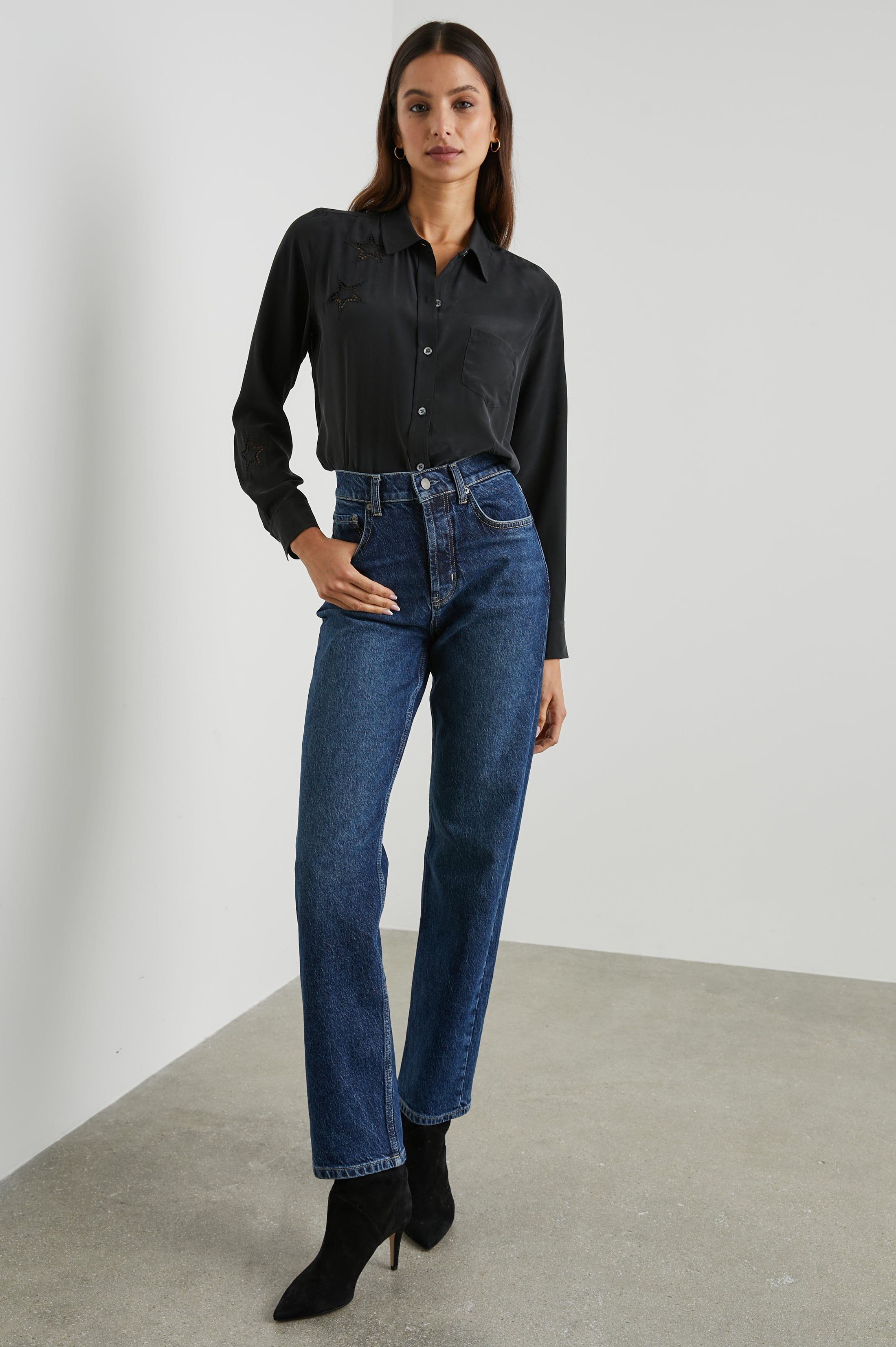 KATE SHIRT - BLACK EYELET STARS sold by Rails product image thumbnail 3