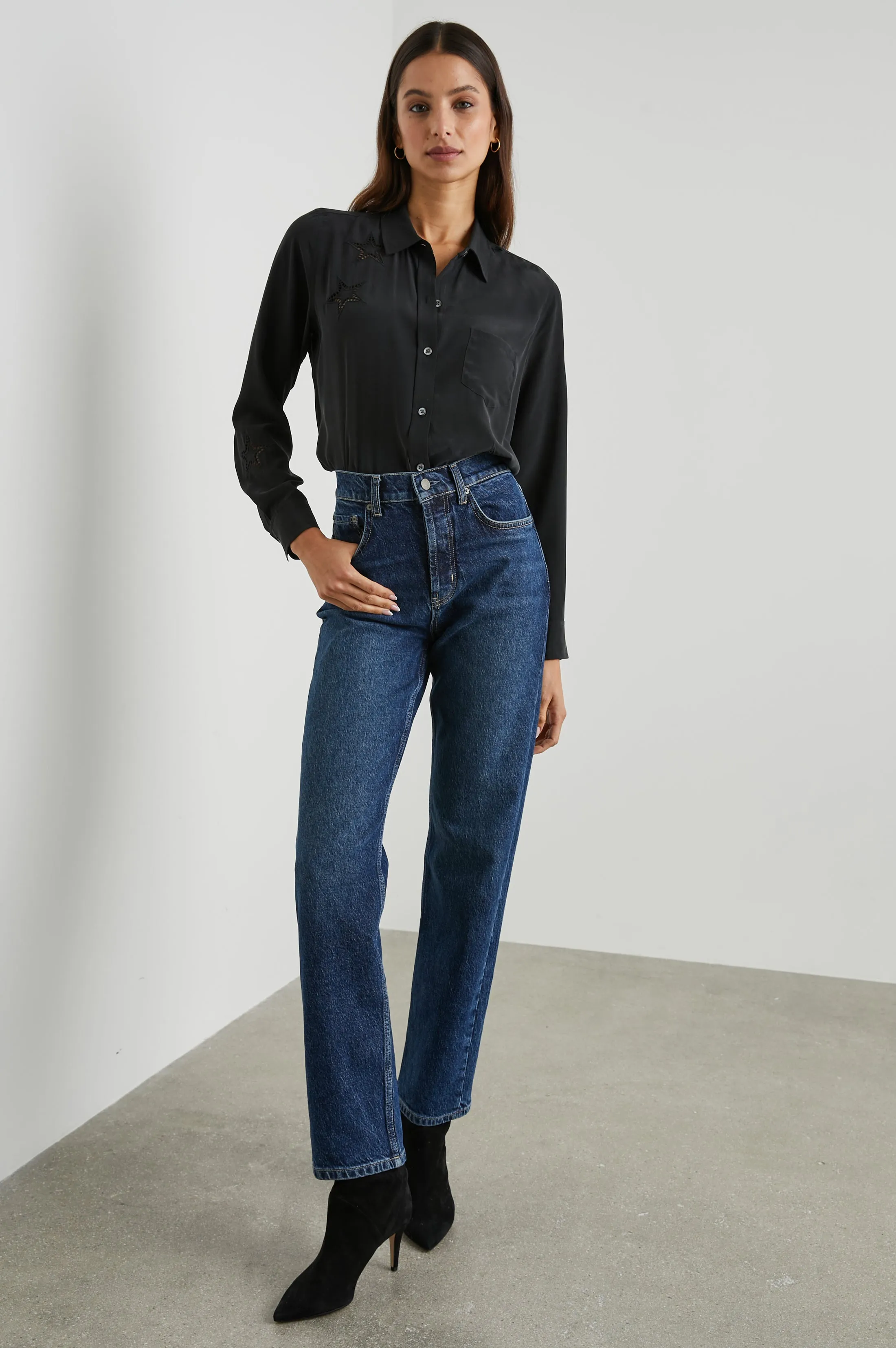 KATE SHIRT - BLACK EYELET STARS sold by Rails product image thumbnail 3