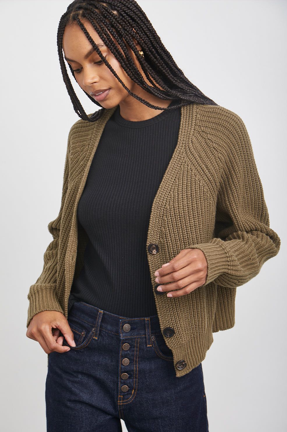 JOSIE CARDIGAN - OLIVE sold by Rails product image thumbnail 3